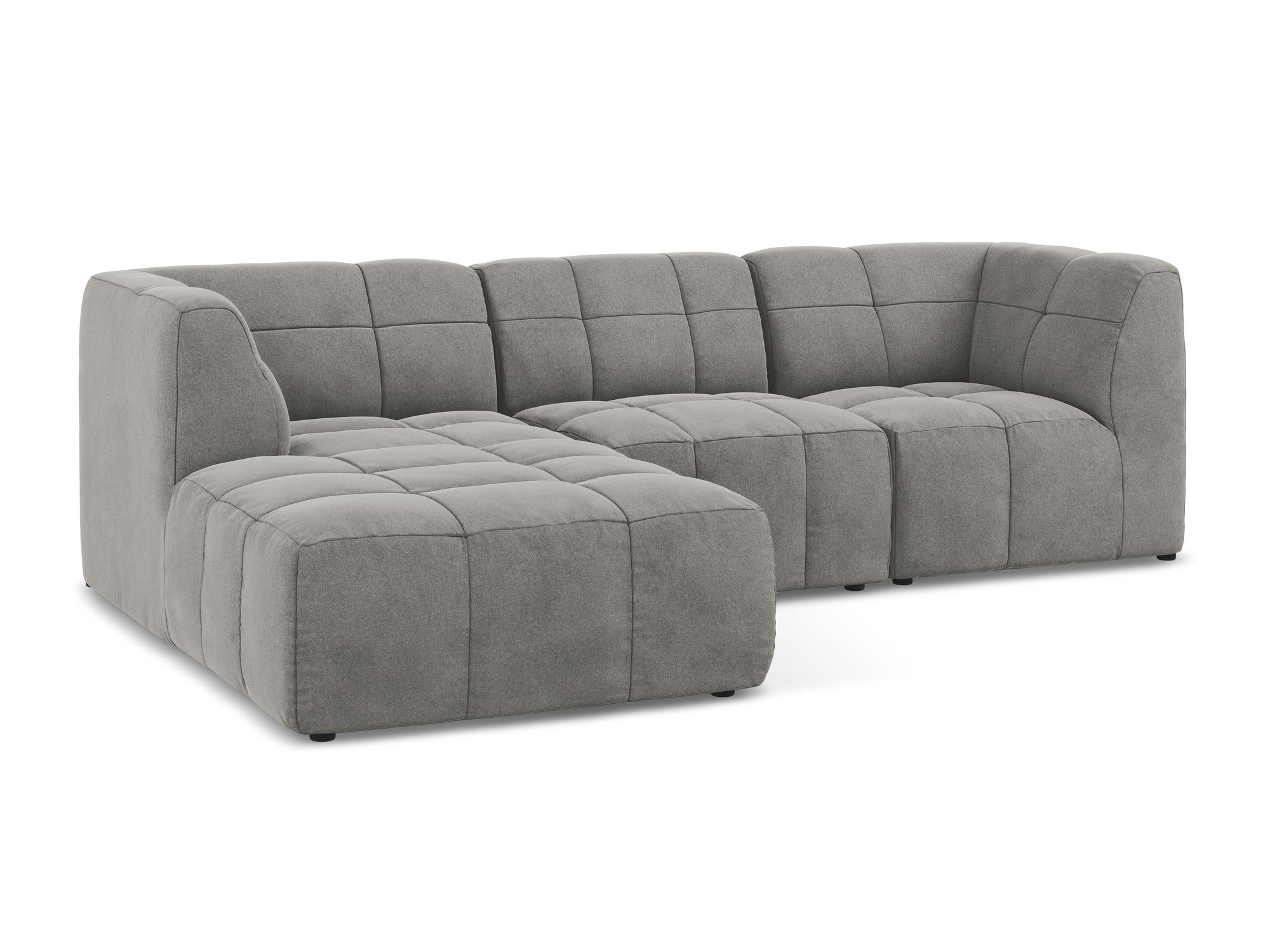 Left-facing velvet modular sofa for 3 people ALOHA gray