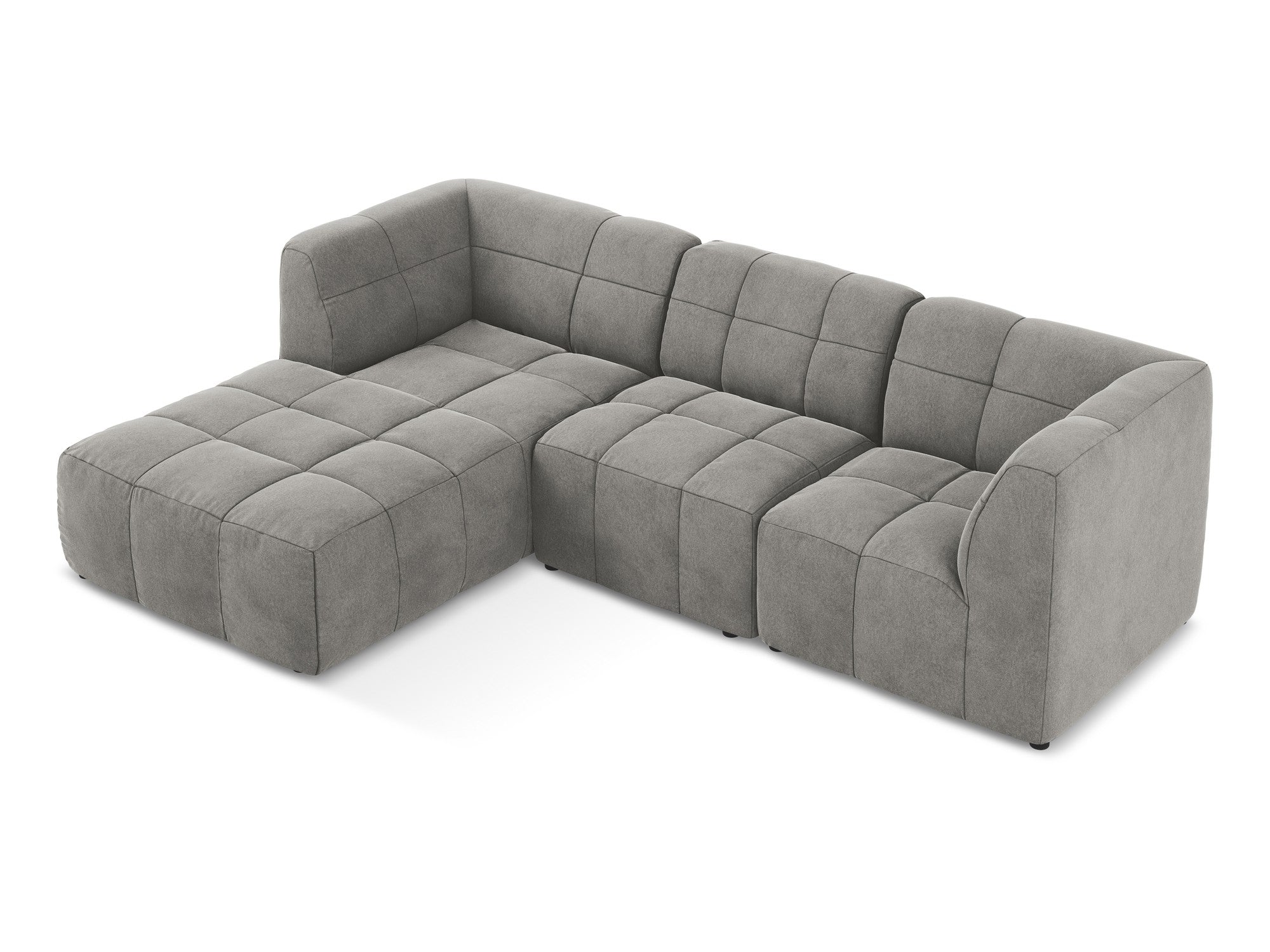Left-facing velvet modular sofa for 3 people ALOHA gray