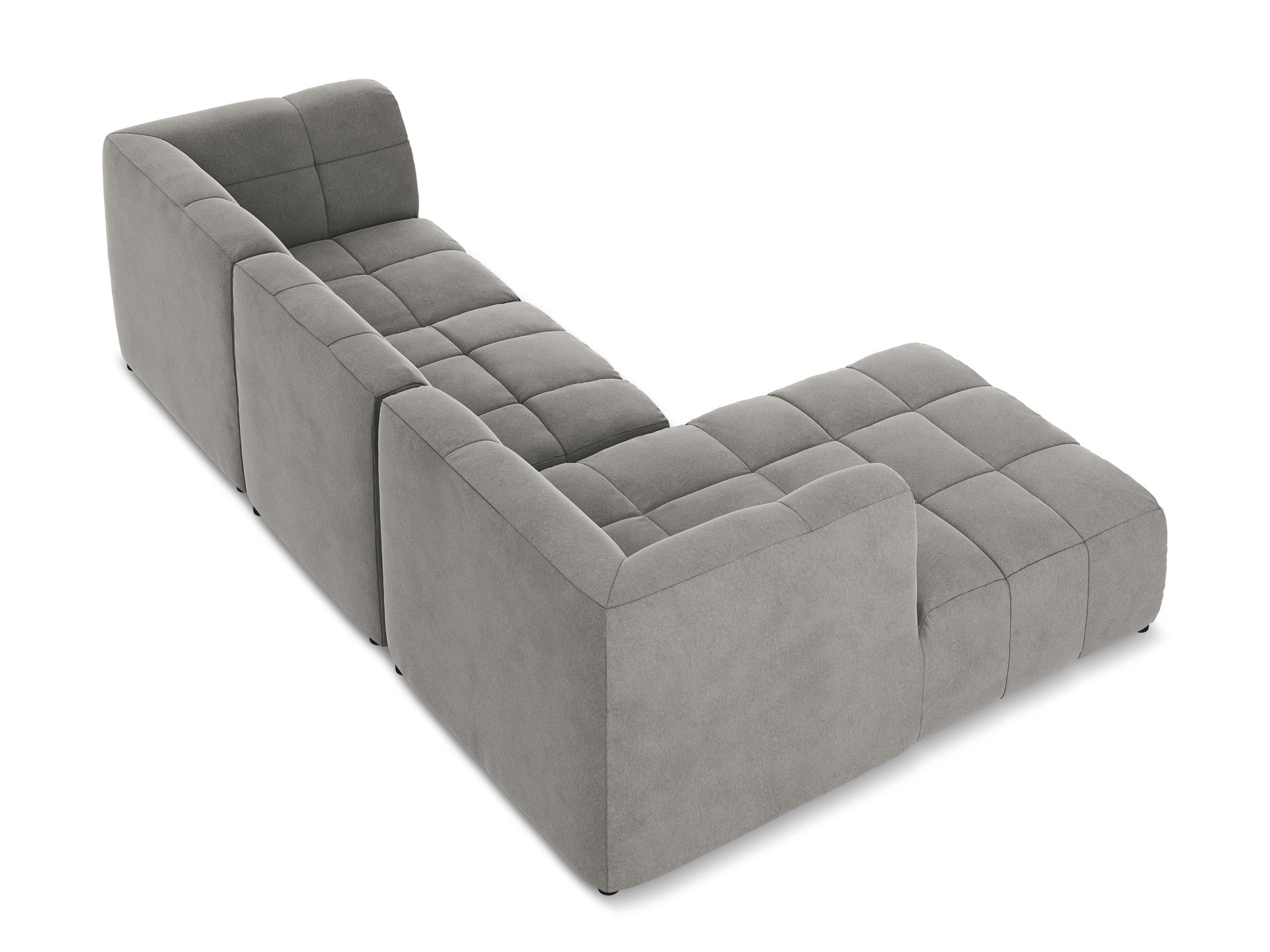 Left-facing velvet modular sofa for 3 people ALOHA gray