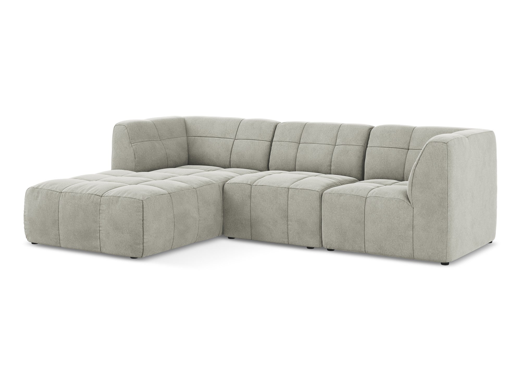 Left-facing velvet modular sofa for 3 people ALOHA light gray