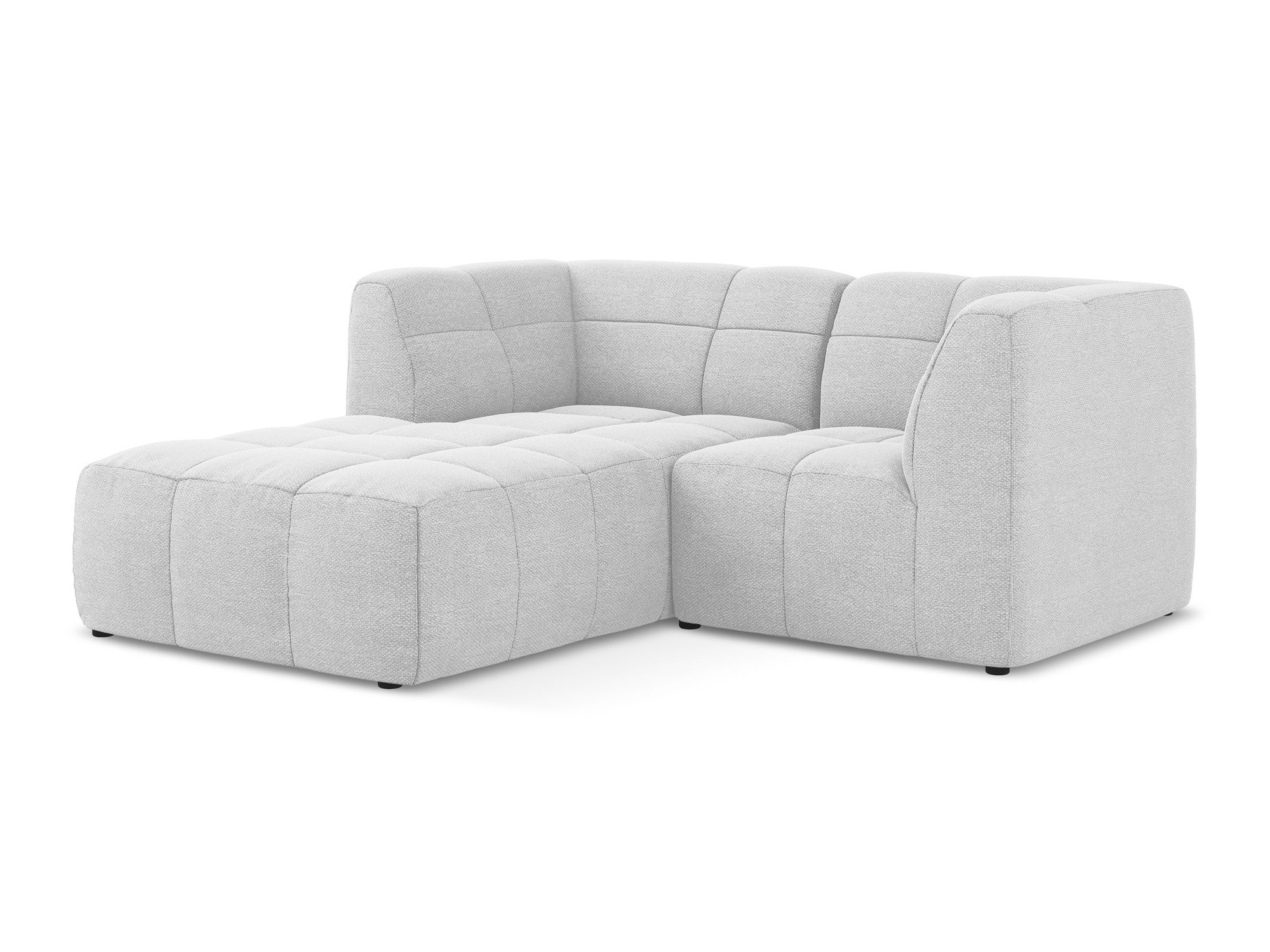 Left-facing modular loveseat ALOHA silver boucle
