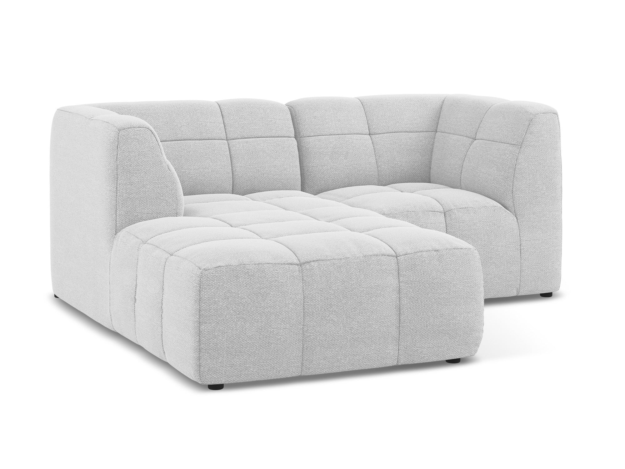 Left-facing modular loveseat ALOHA silver boucle