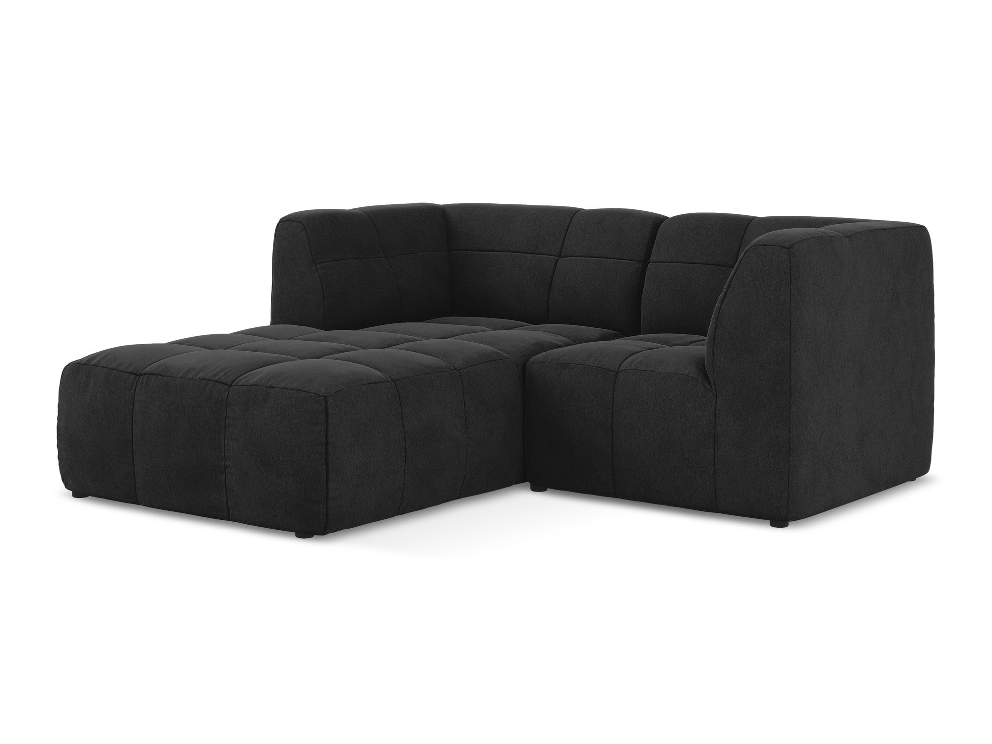 Left-facing velvet modular sofa for 2 people ALOHA black