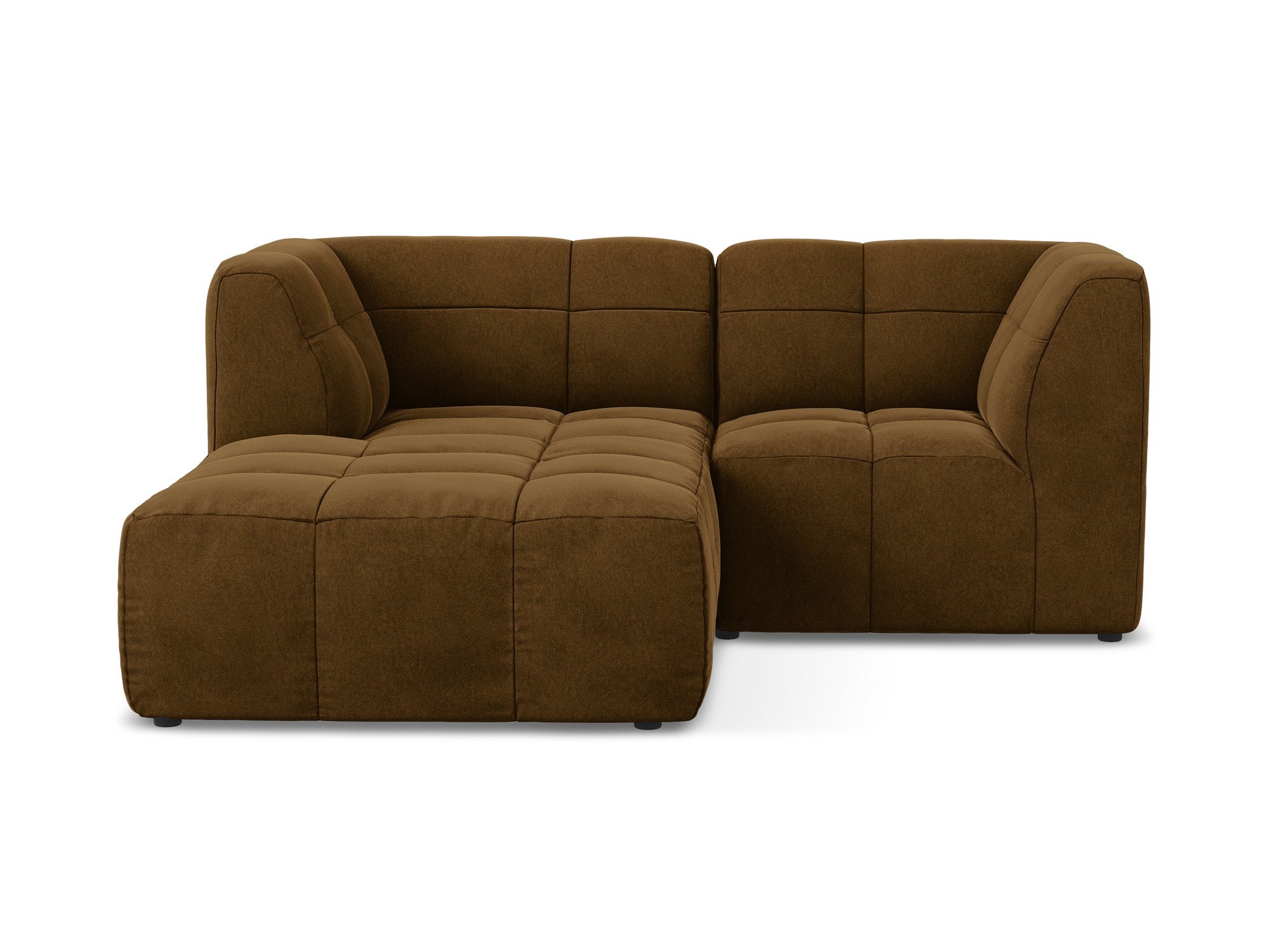Modularer Samt-Ecksofa linksseitig für 2 Personen ALOHA senfgelb