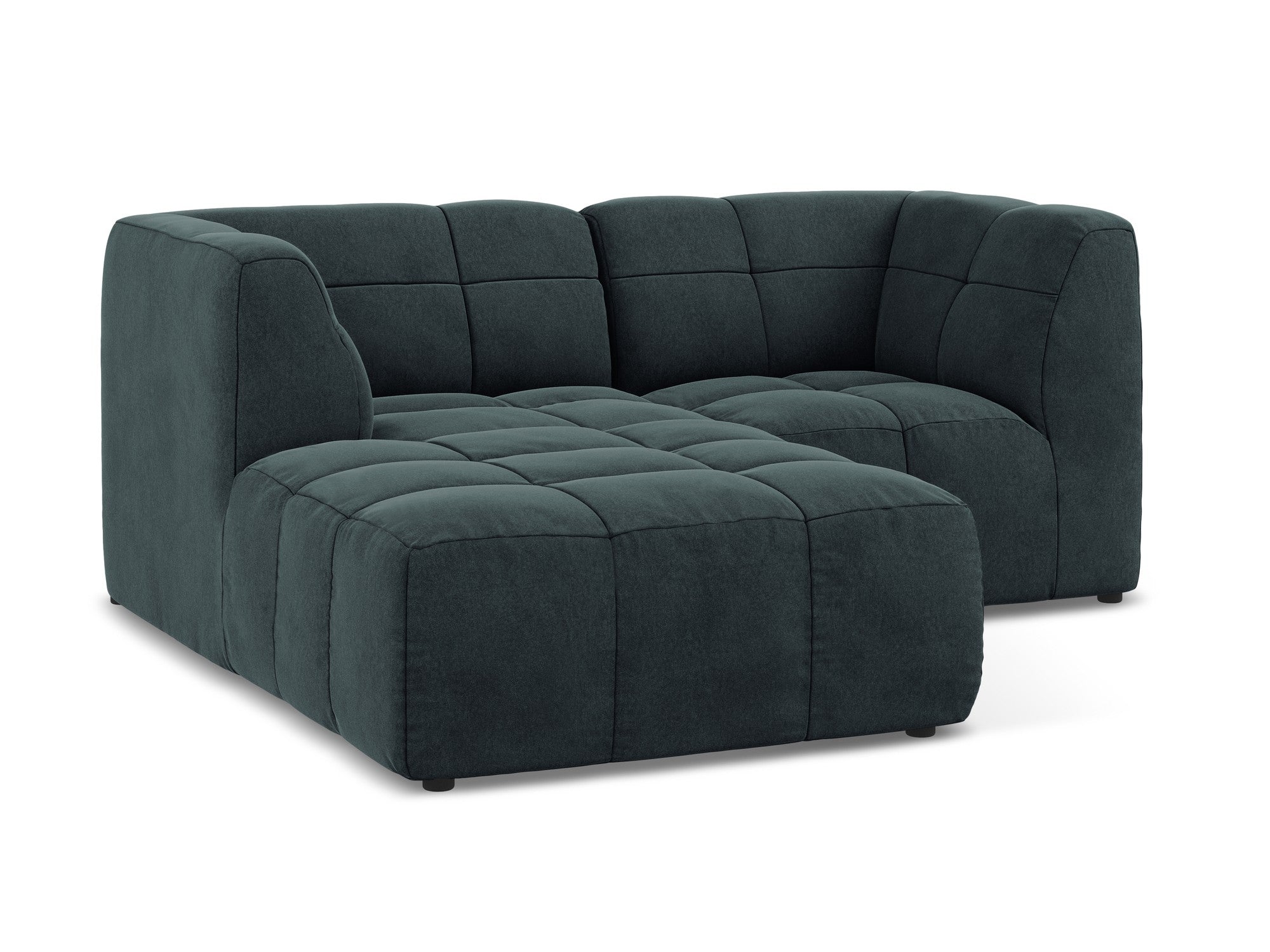 Left-facing velvet modular sofa for 2 people ALOHA in sea green