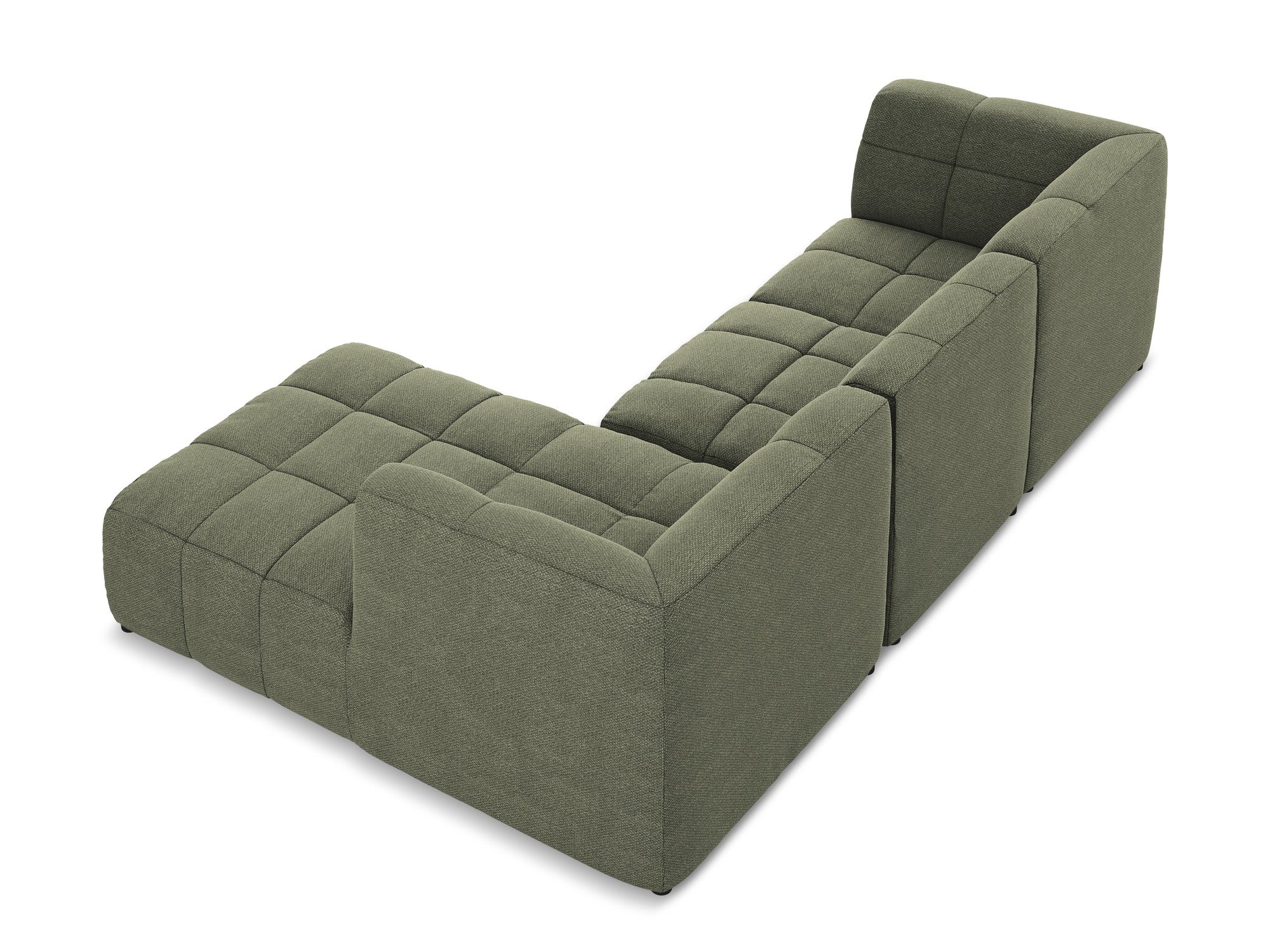 Right-facing modular sofa 3-seater ALOHA olive boucle