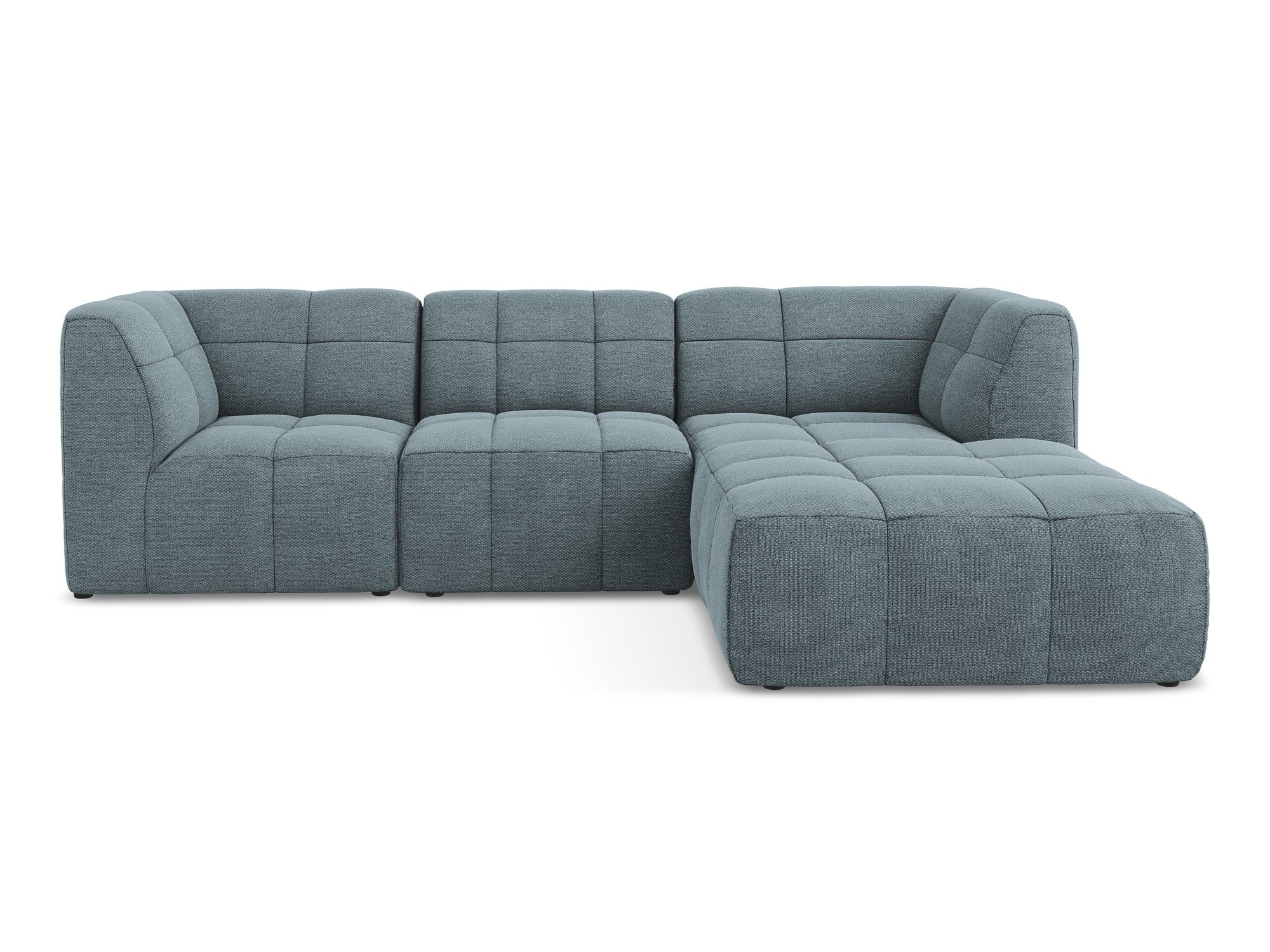 Right-facing modular sofa ALOHA in blue denim boucle, 3-seater