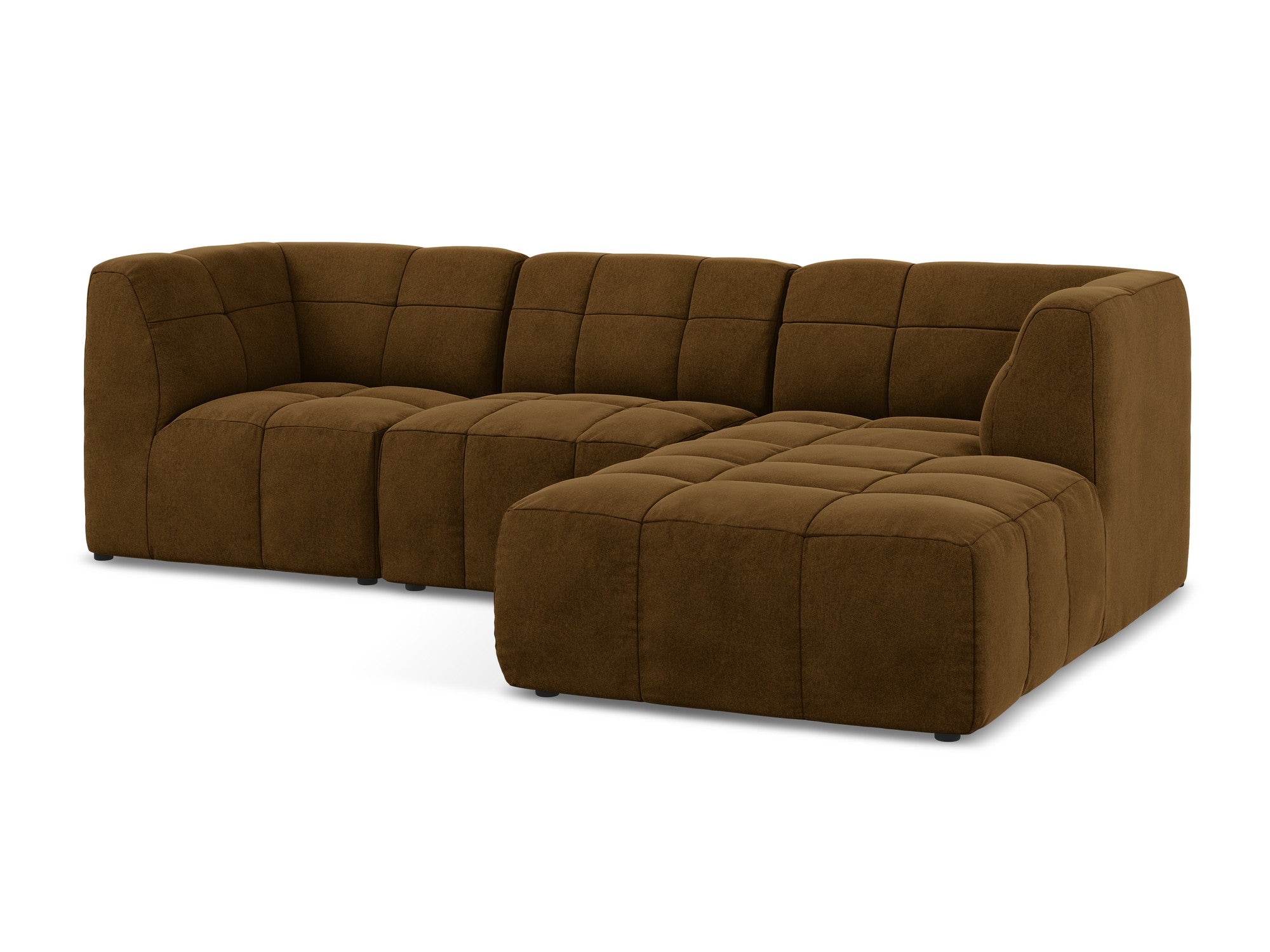 Mustard Right-Handed Velvet Modular Sofa for 3 People ALOHA