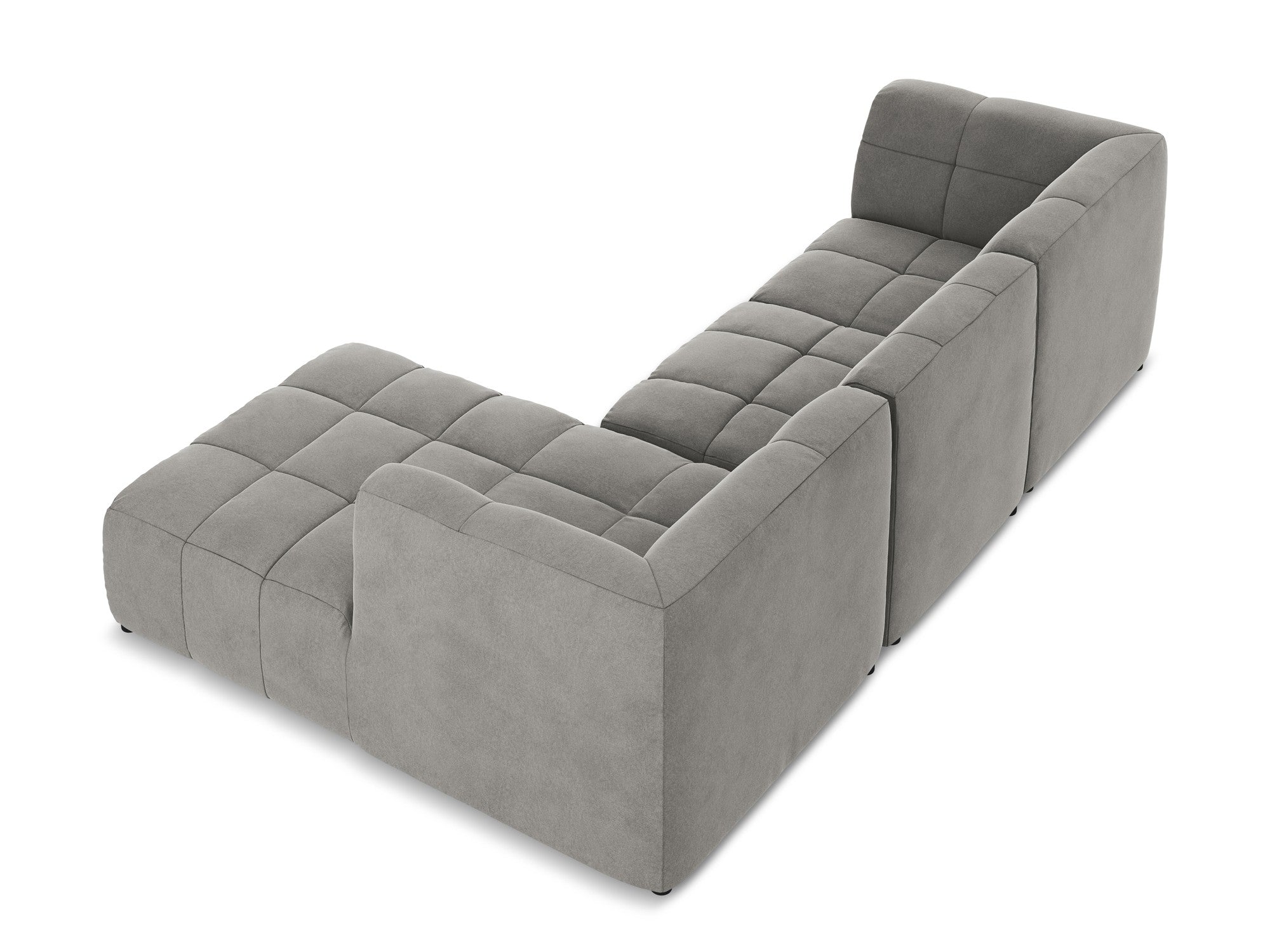 Modularer Samt-Ecksofa rechtsseitig 3-sitzig ALOHA grau
