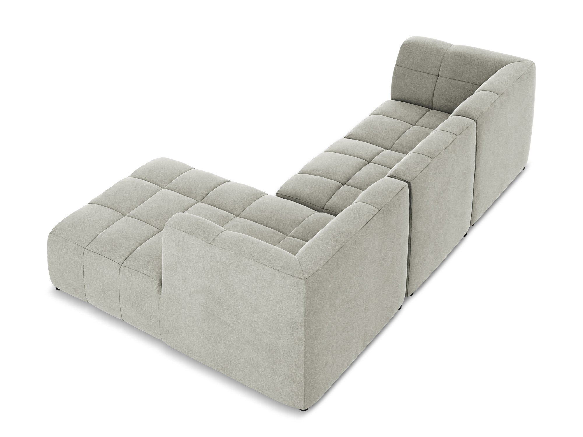 Right-facing velvet modular sofa for 3 people ALOHA light gray