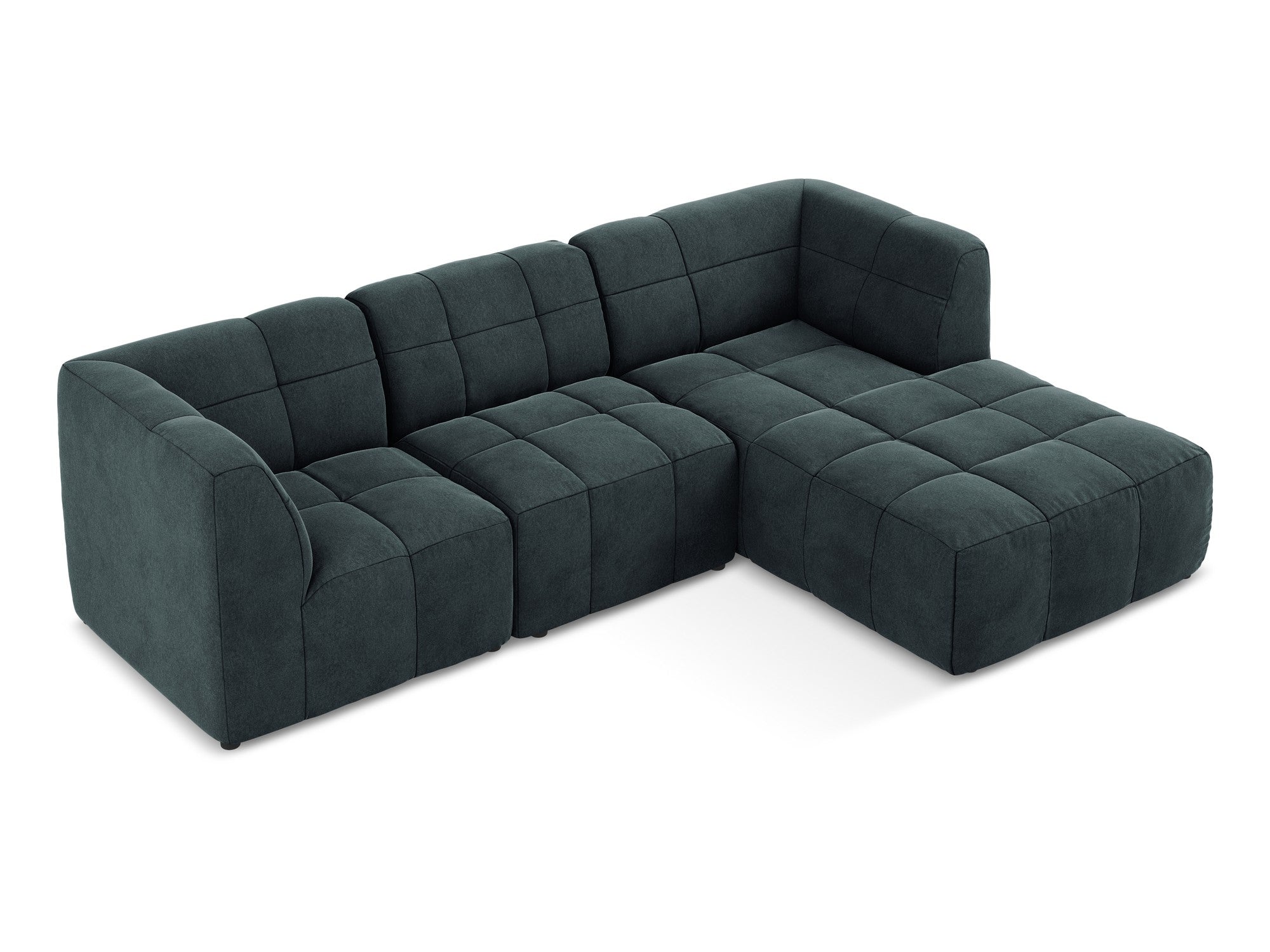 Right-facing velvet modular sofa for three ALOHA in sea green