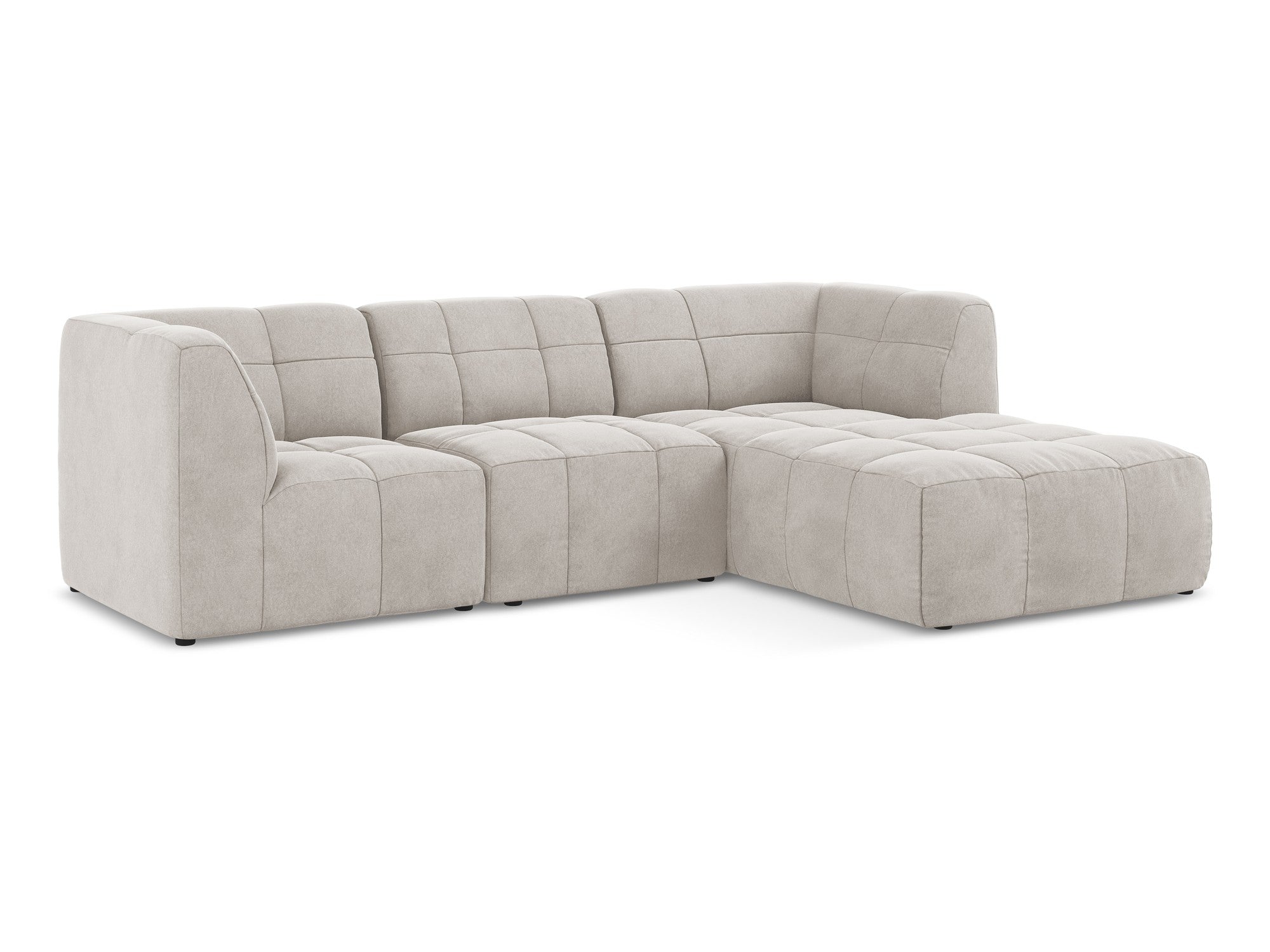 Right-facing modular velvet sofa for 3 people ALOHA light beige