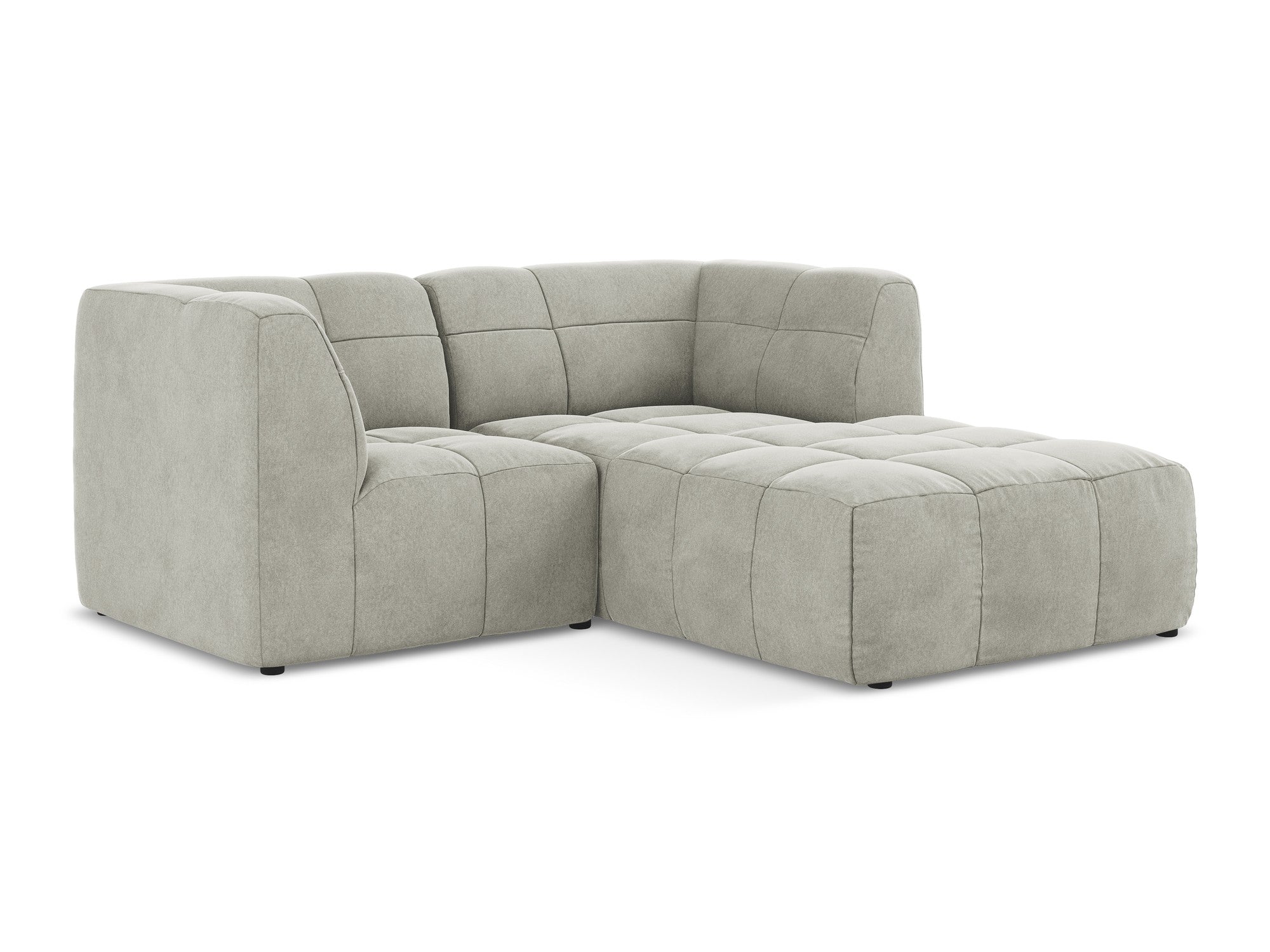 Right-facing velvet modular sofa for 2 people ALOHA light gray