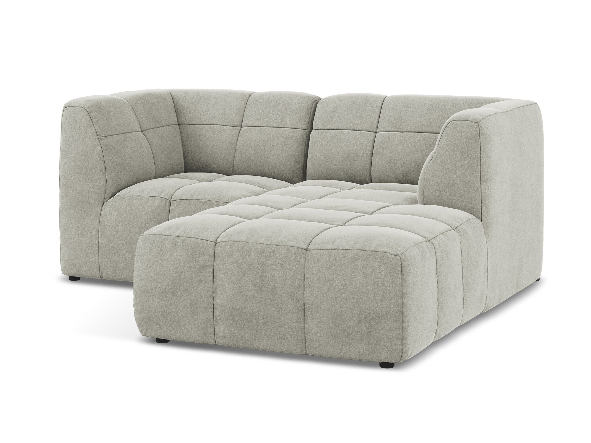 Right-facing velvet modular sofa for 2 people ALOHA light gray