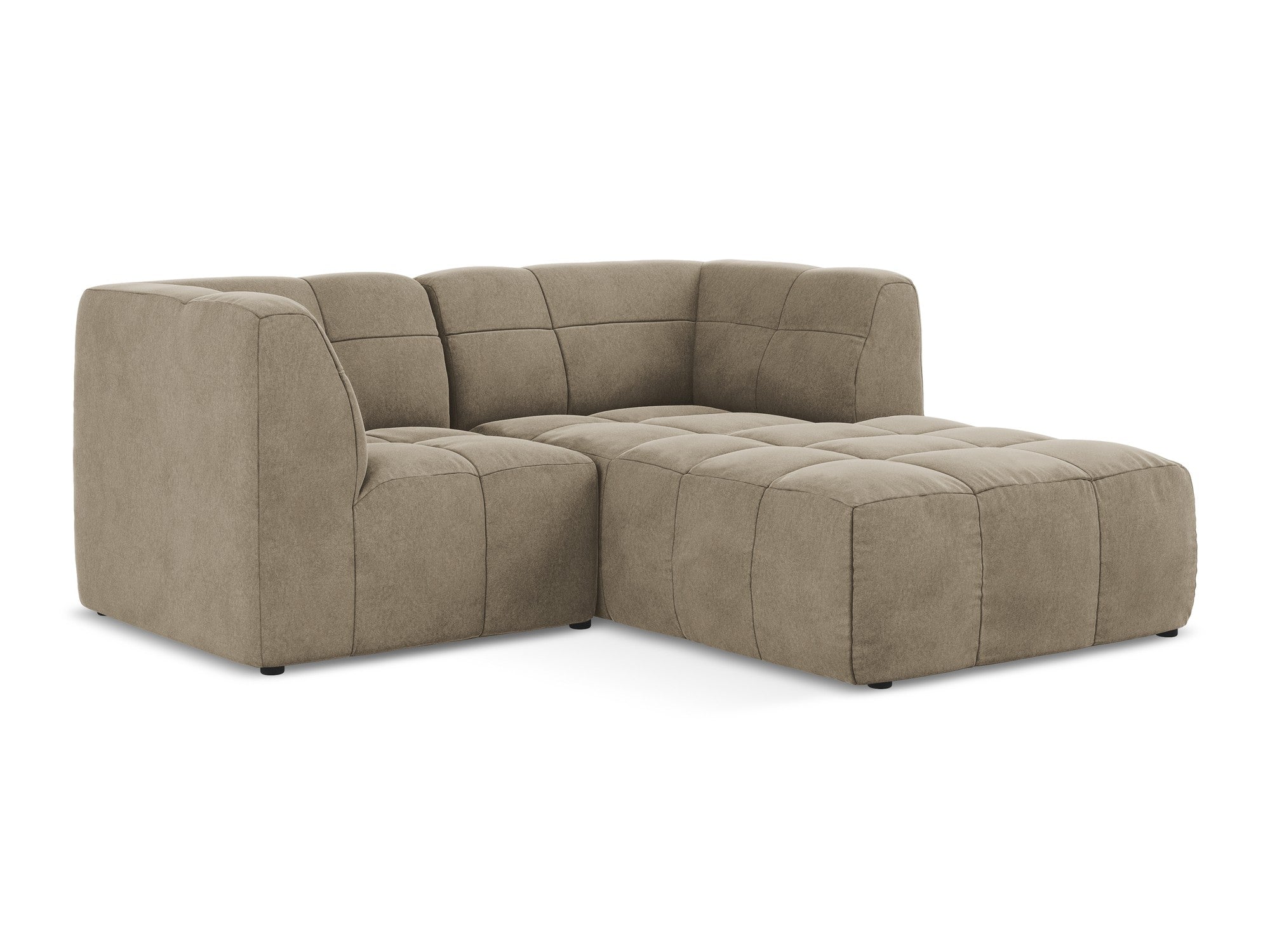 Modularer Samt-Ecksofa rechtsseitig 2-sitzig ALOHA beige