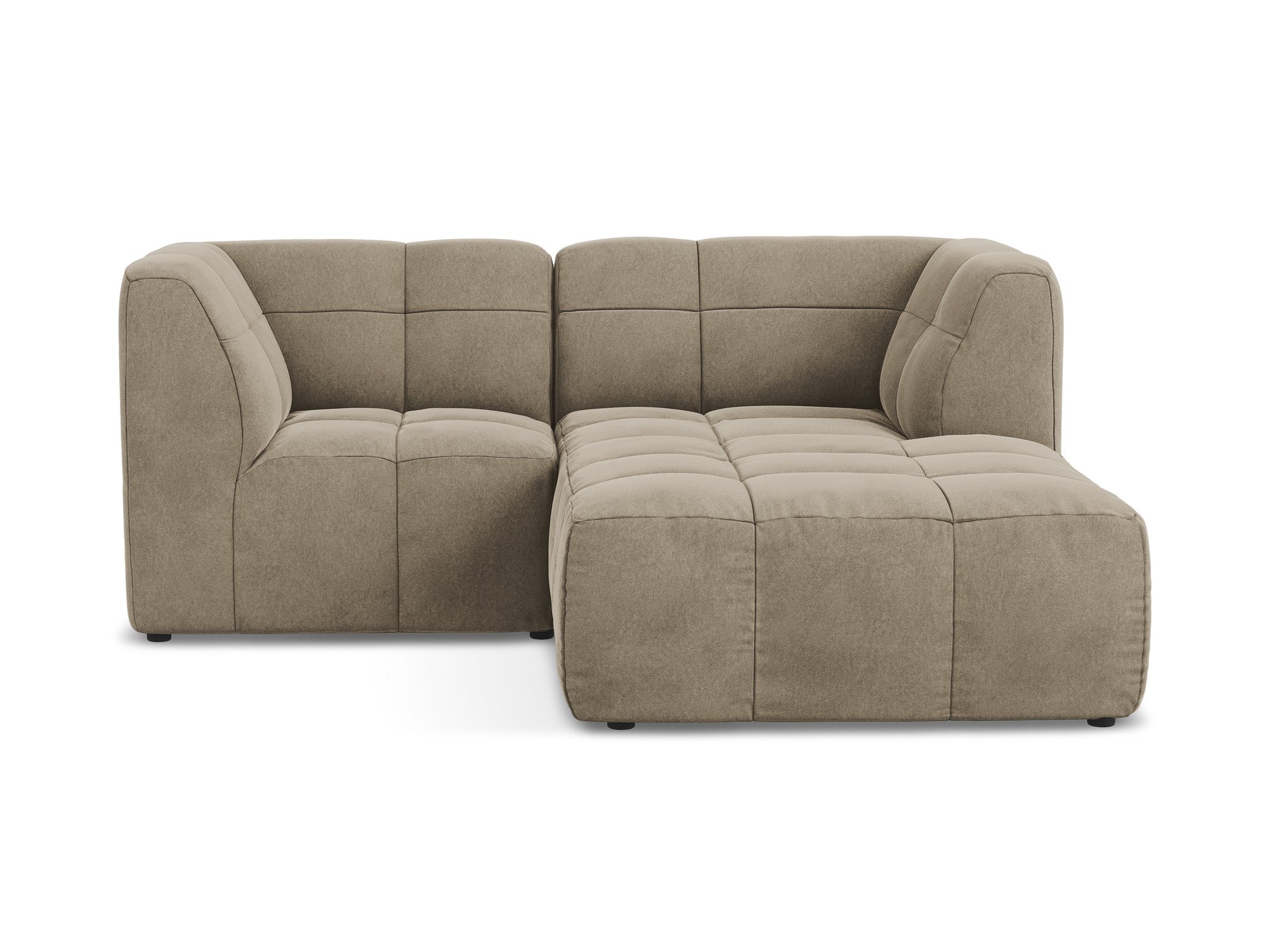 Modularer Samt-Ecksofa rechtsseitig 2-sitzig ALOHA beige