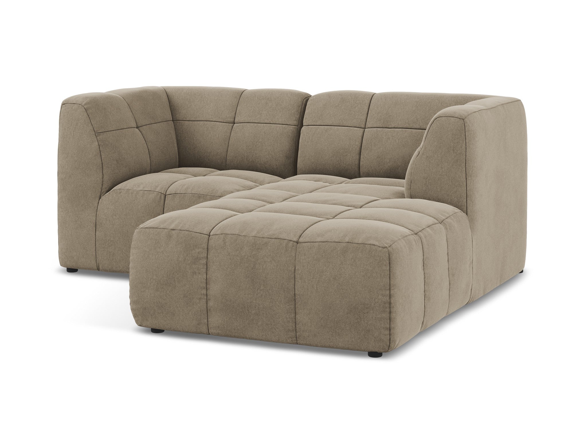 Modularer Samt-Ecksofa rechtsseitig 2-sitzig ALOHA beige
