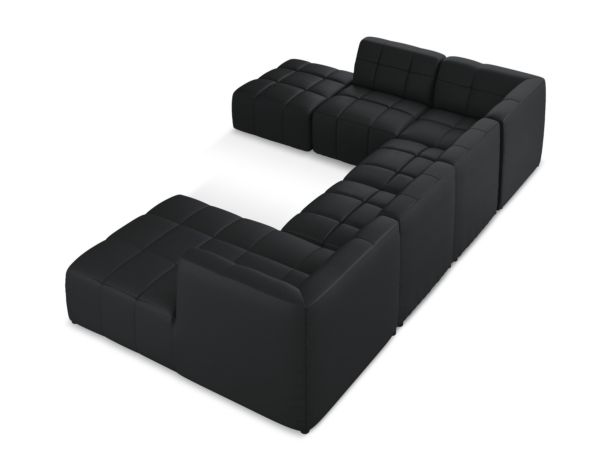 Modularer Panoramawinkelsofa ALOHA aus schwarzem Kunstleder