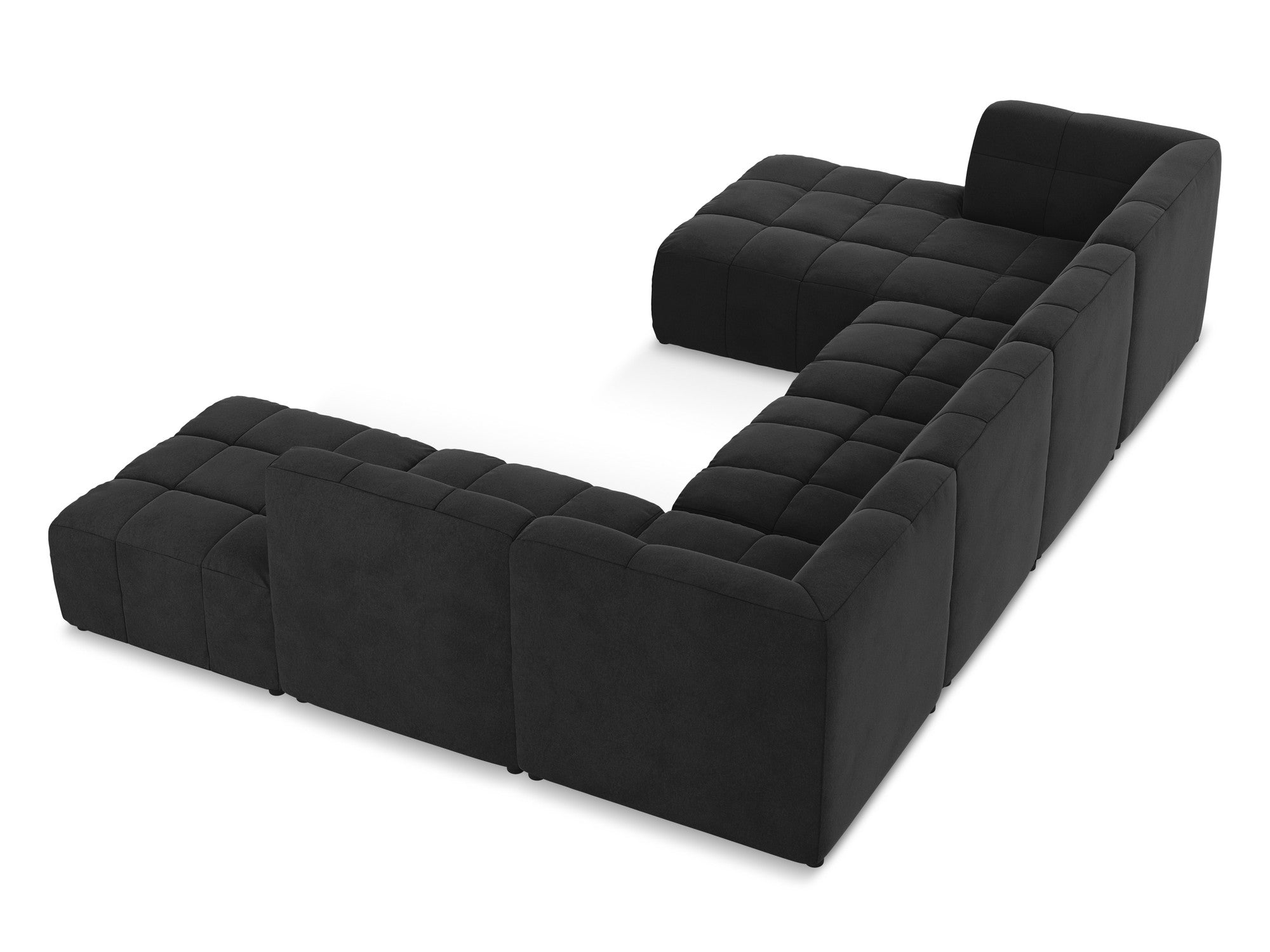 Modularer, panoramischer Samt-Ecksofa ALOHA schwarz