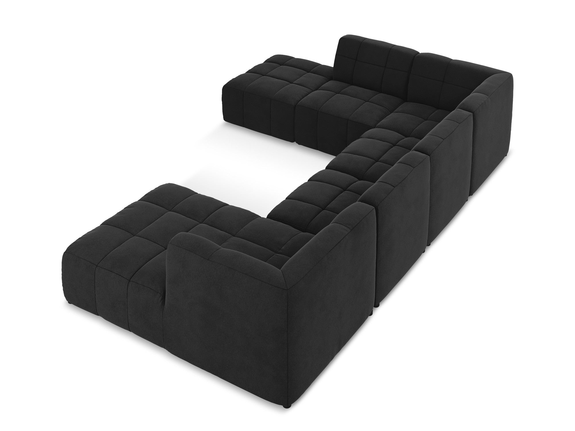 Modularer, panoramischer Samt-Ecksofa ALOHA schwarz