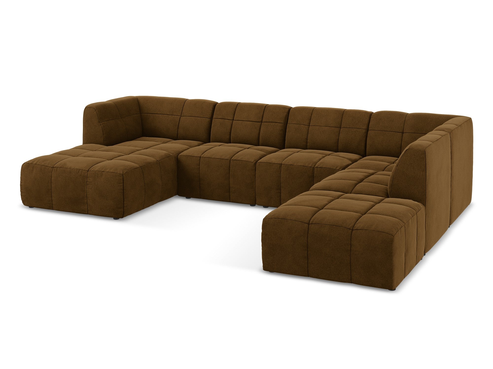 Modularer samtiger Panoramacouch ALOHA in Senfgelb