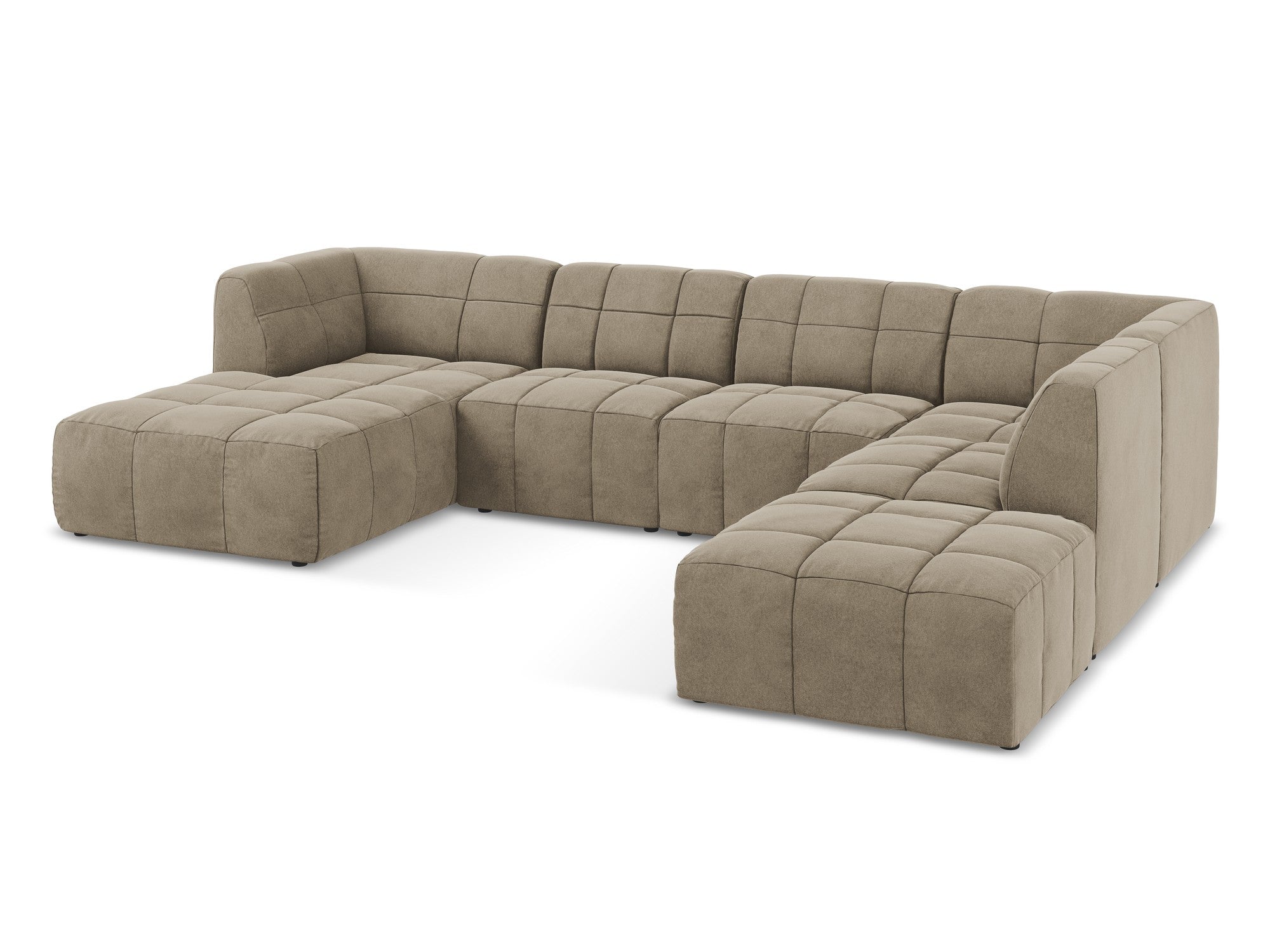 Modularer panoramischer Samt-Ecksofa ALOHA beige