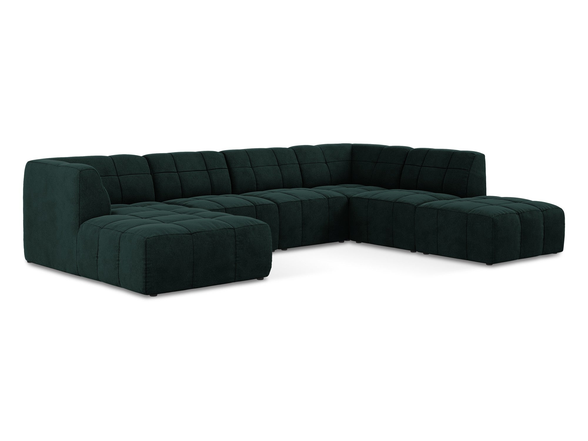 Modularer panoramischer Samt-Ecksofa ALOHA graugrün