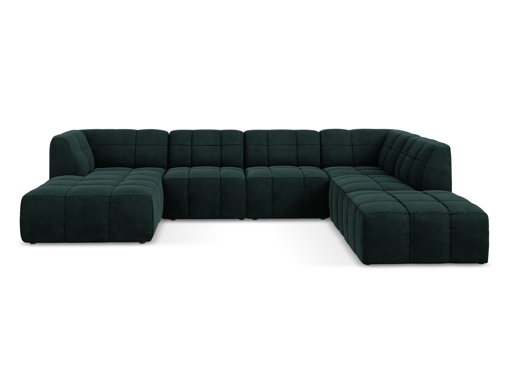 Modularer panoramischer Samt-Ecksofa ALOHA graugrün