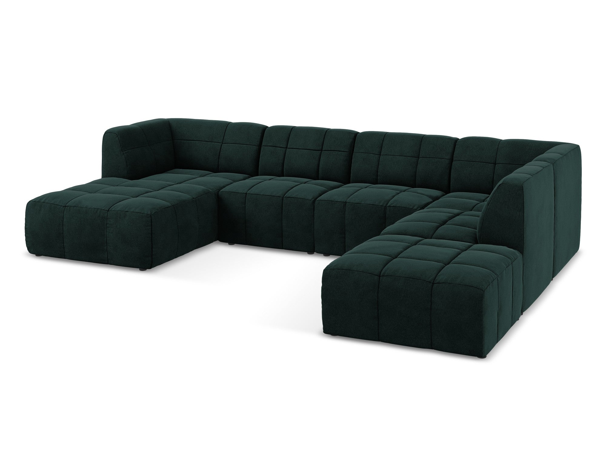 Modularer panoramischer Samt-Ecksofa ALOHA graugrün