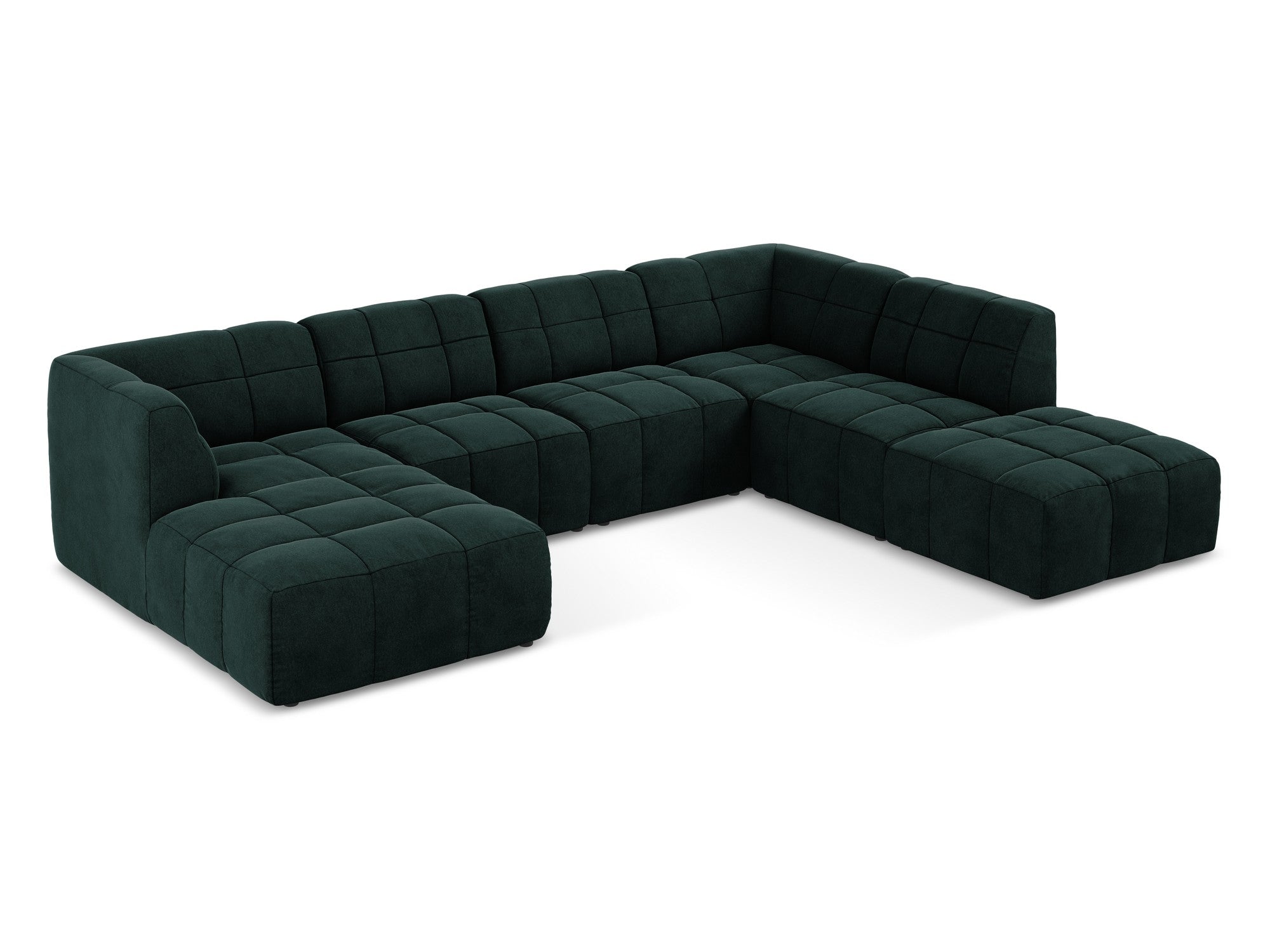 Modularer panoramischer Samt-Ecksofa ALOHA graugrün