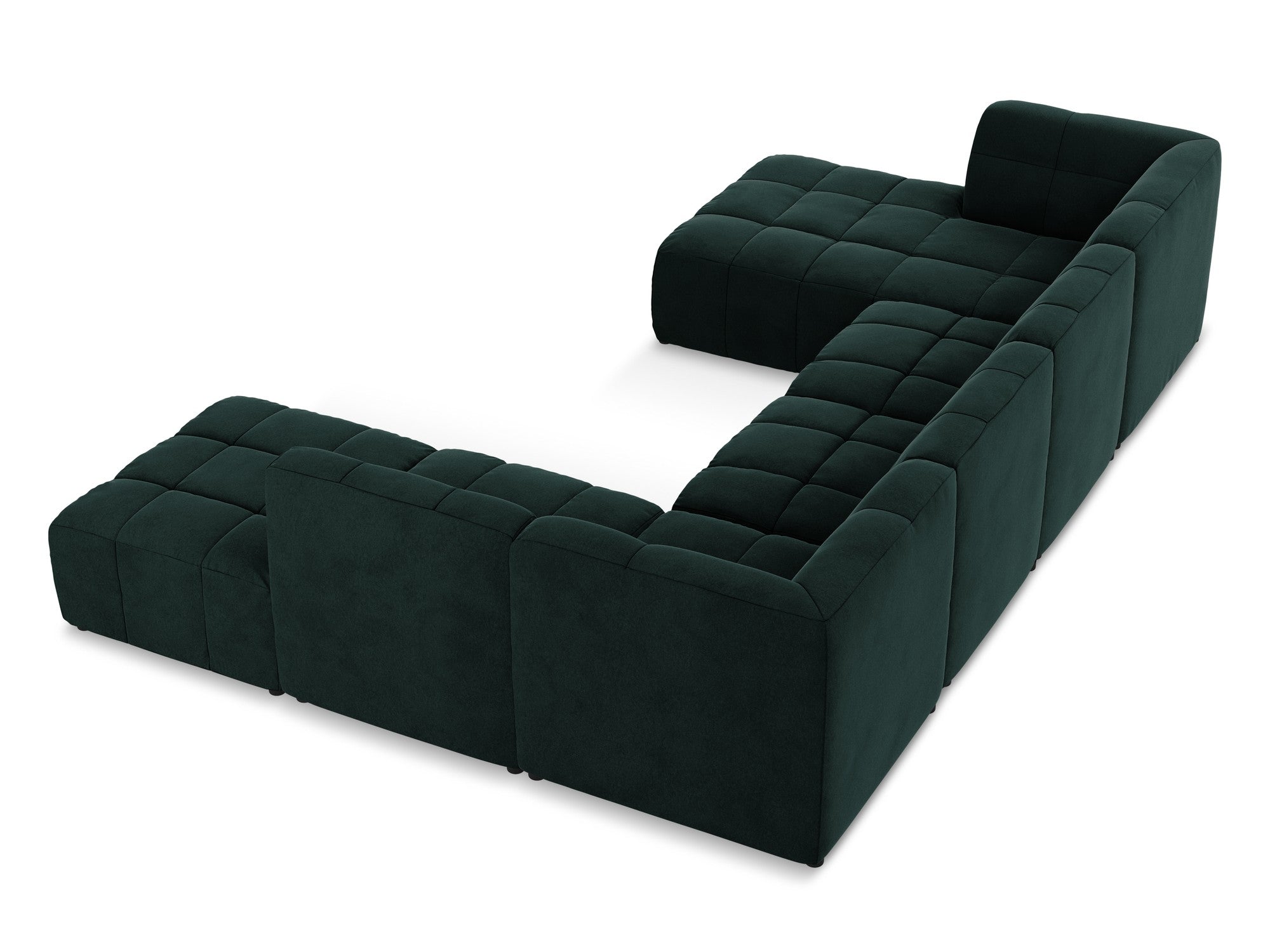 Modularer panoramischer Samt-Ecksofa ALOHA graugrün
