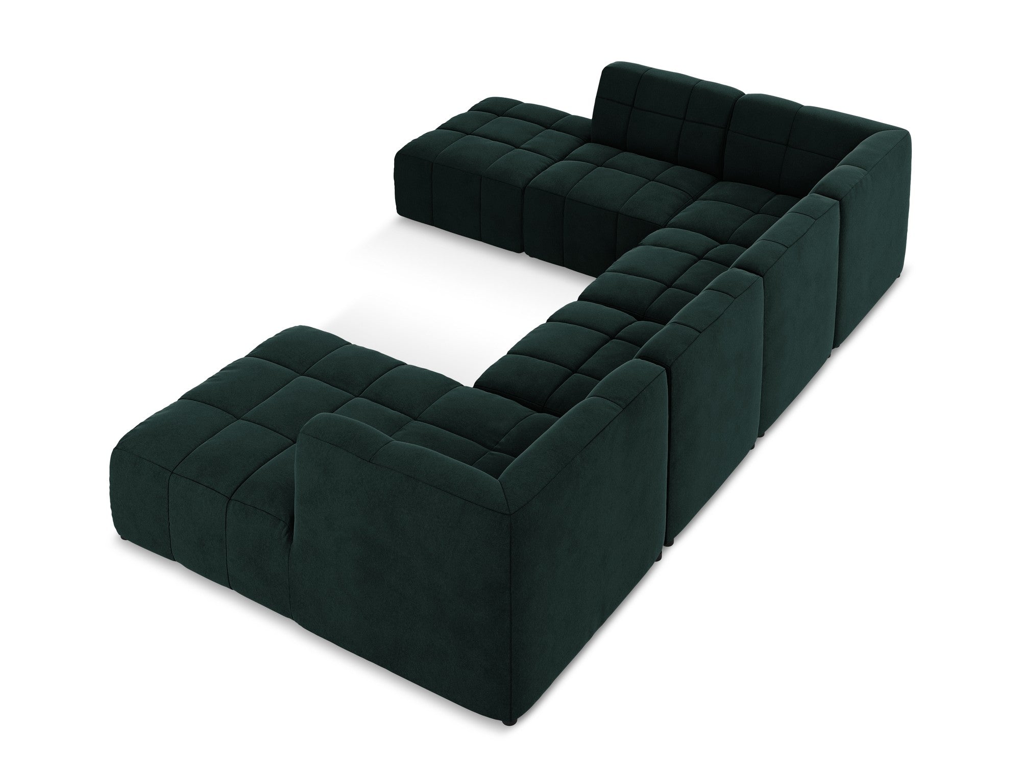 Modularer panoramischer Samt-Ecksofa ALOHA graugrün