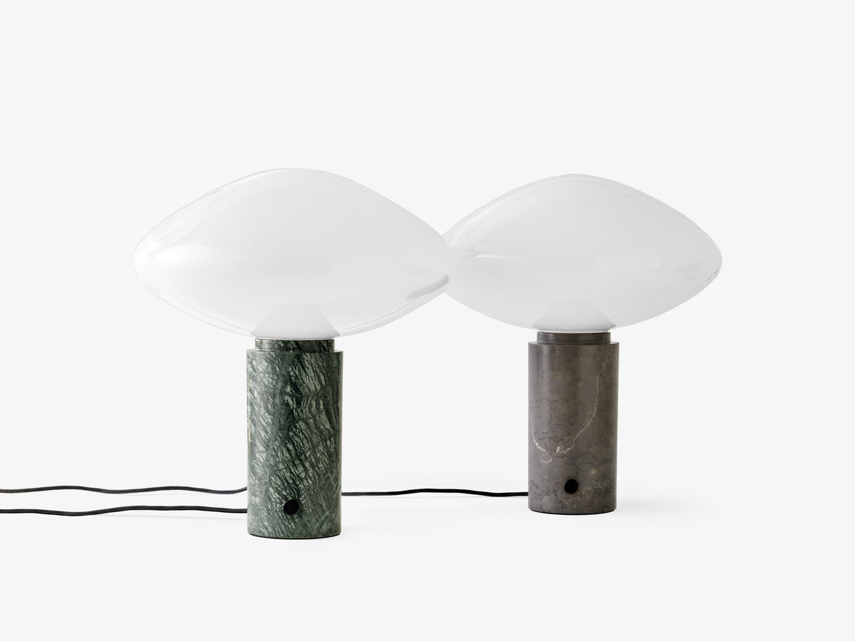 Lampa stołowa MIST AP17 szklany klosz z zieloną marmurową podstawą