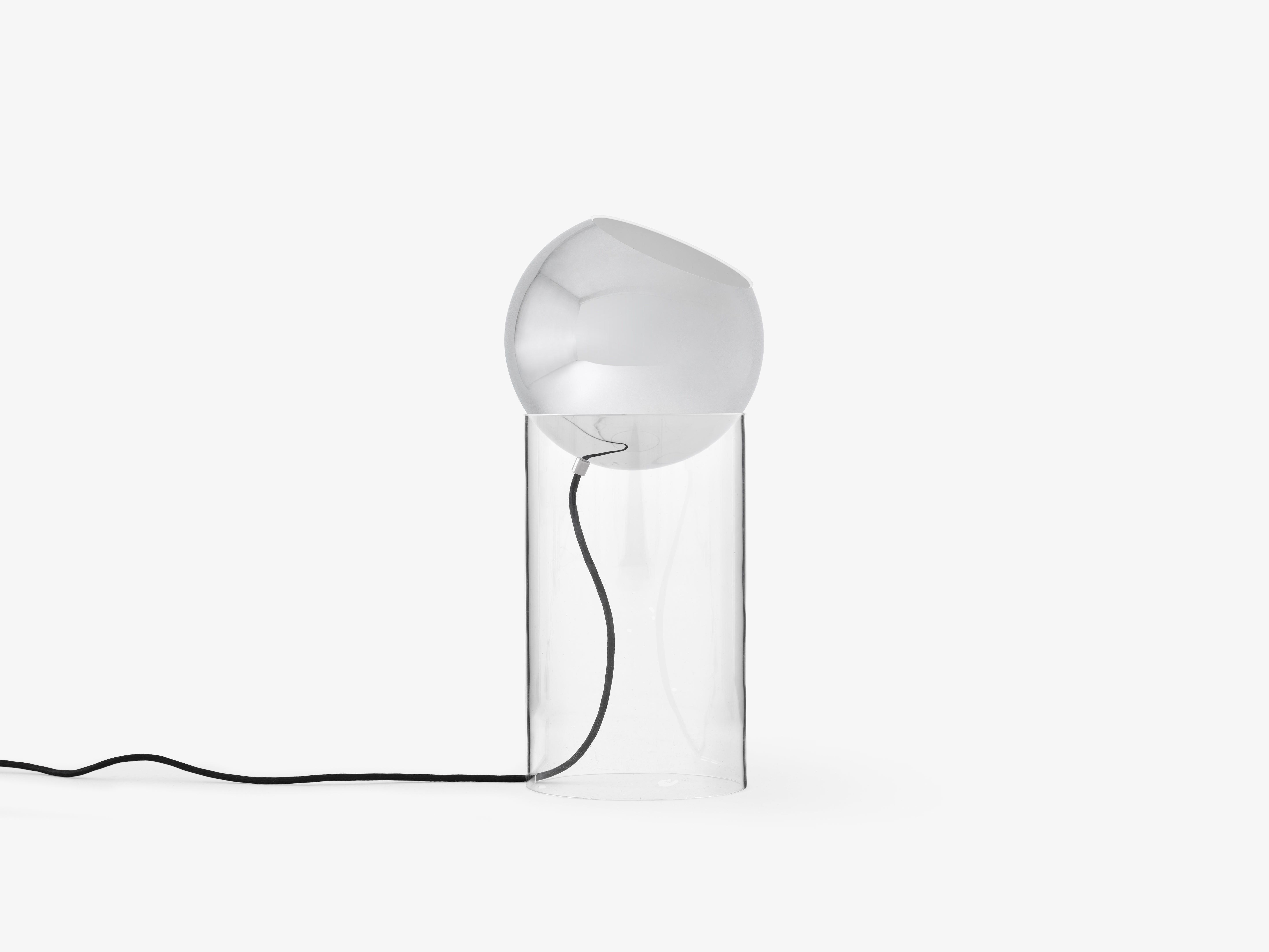 Lampa stołowa TOPAN chromowany klosz z transparentną podstawą