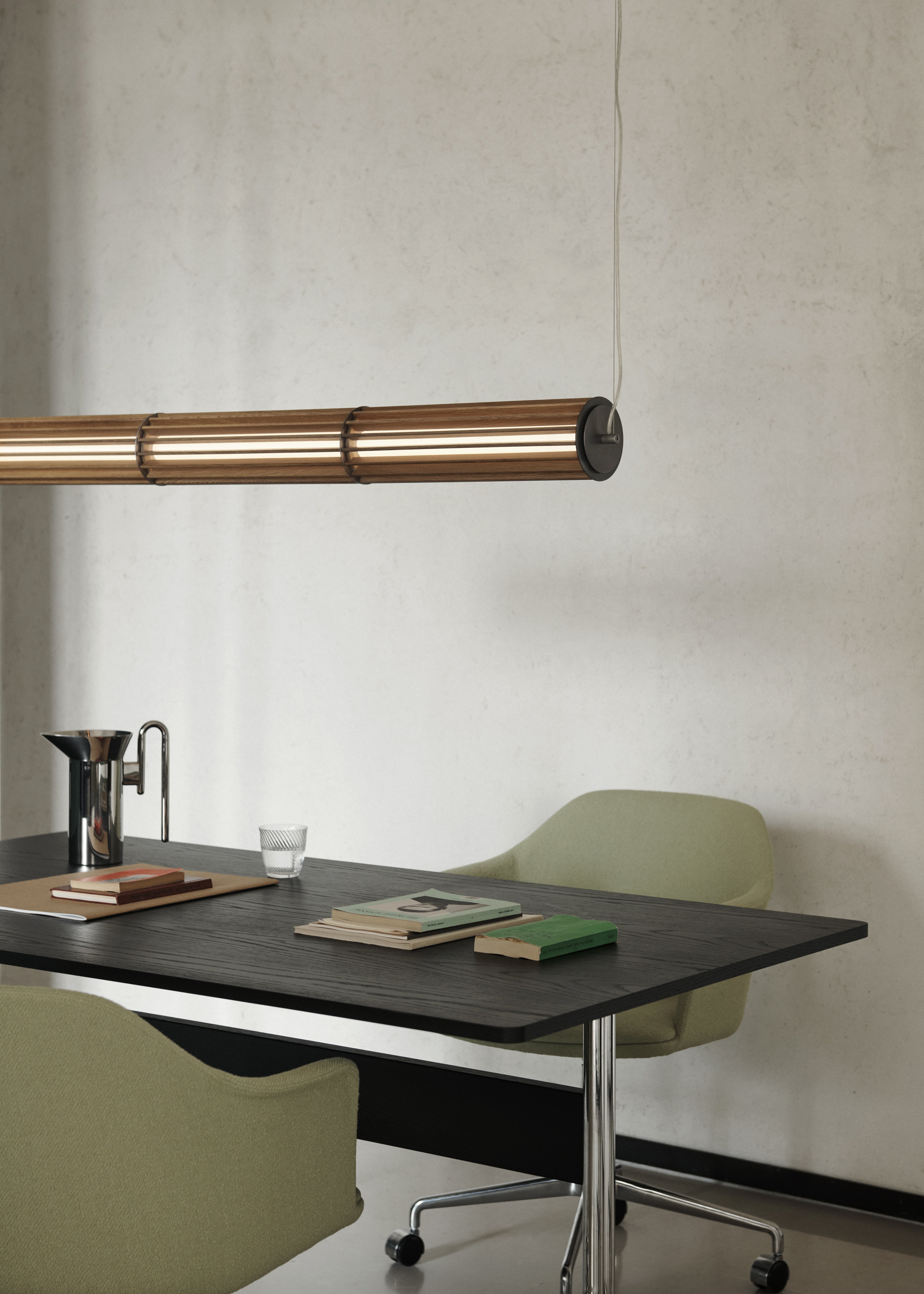Lampa wisząca NUMBRA TY1 aluminium z drewnem dębowym
