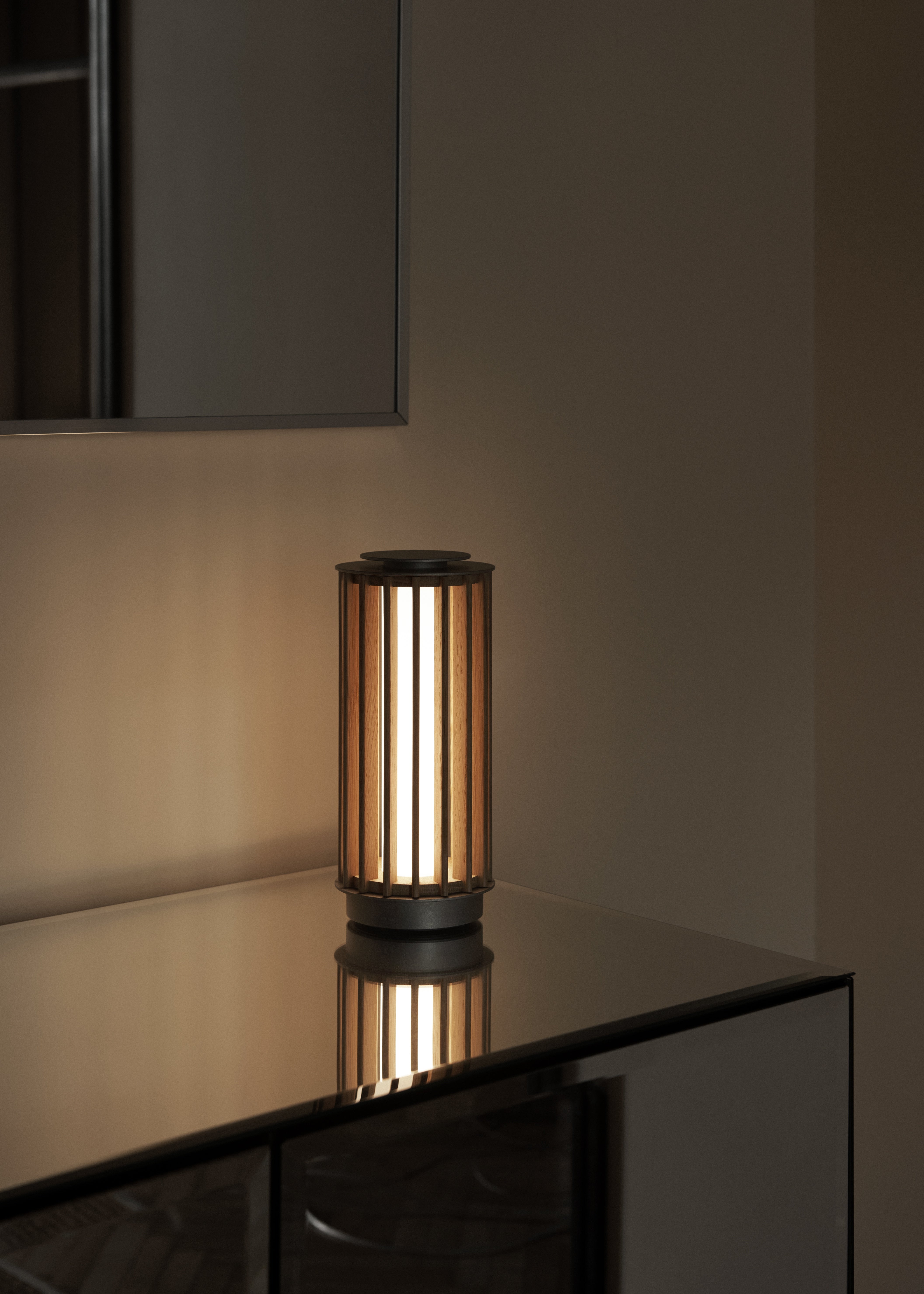 Lampa przenośna NUMBRA TY3 aluminium z drewnem dębowym
