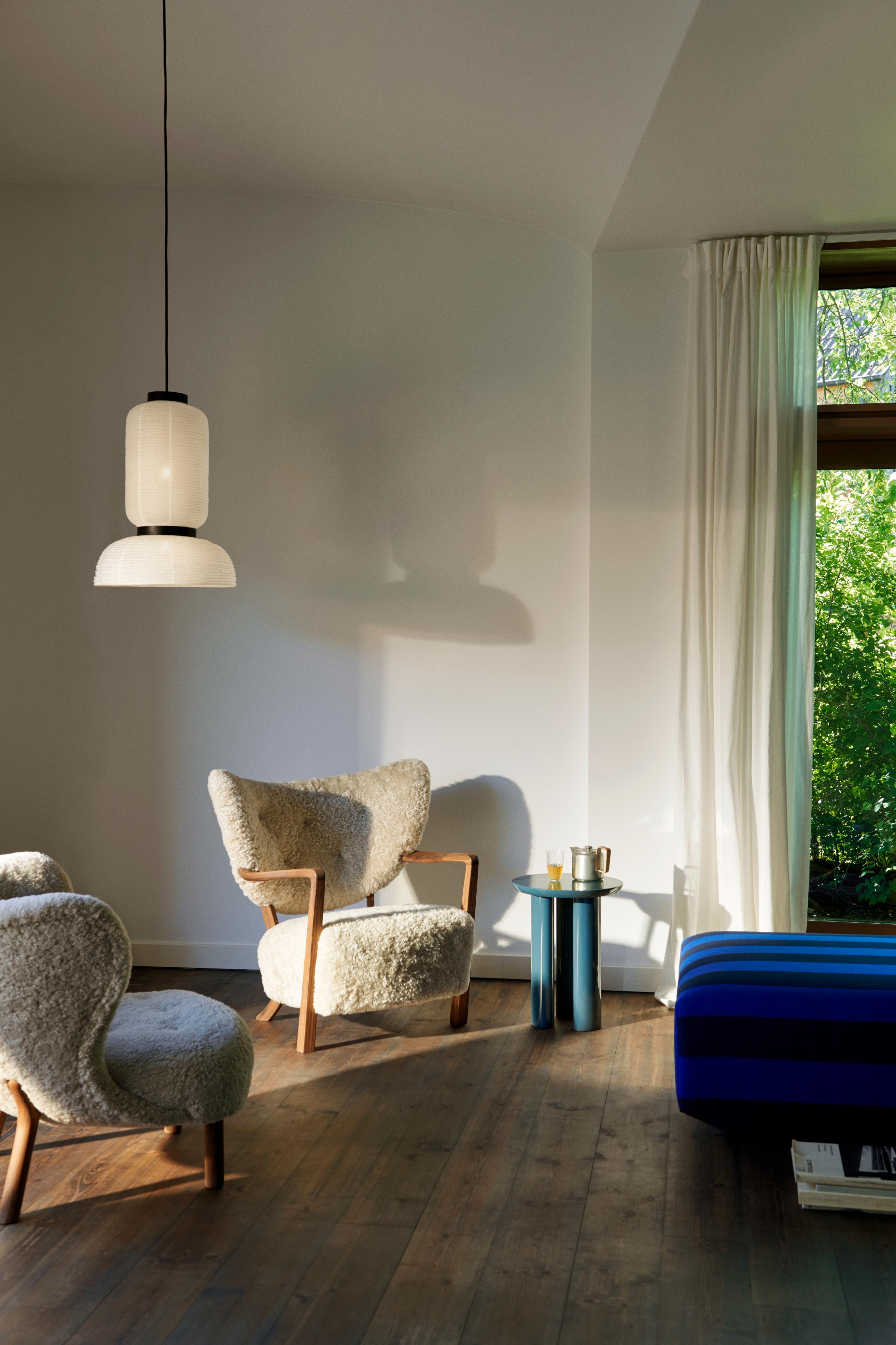 Lampa wisząca FORMAKAMI JH3 biały papierowy klosz z czarnym dębowym wykończeniem