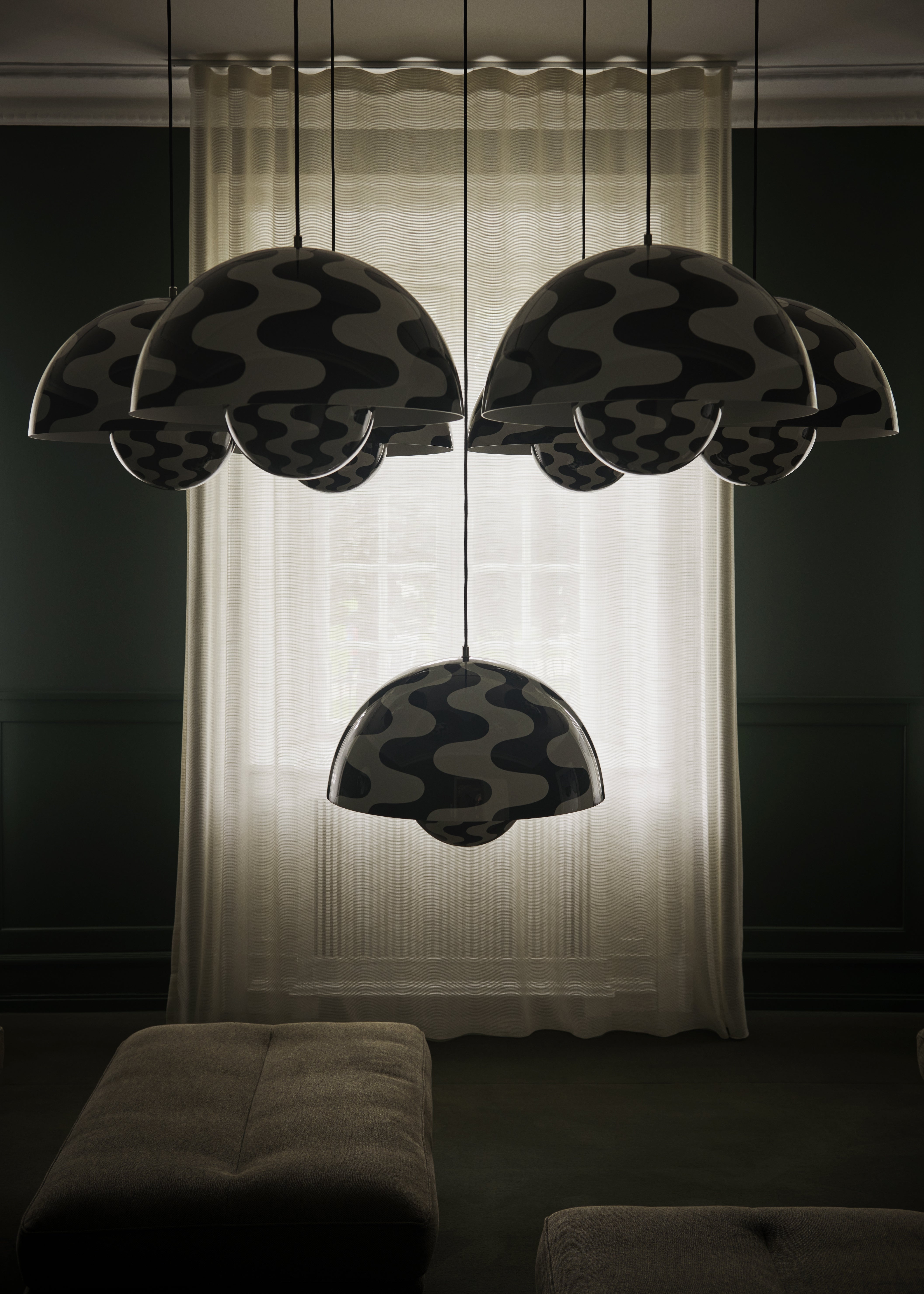 Lampa wisząca FLOWERPOT VP2 biało-czarny wzór