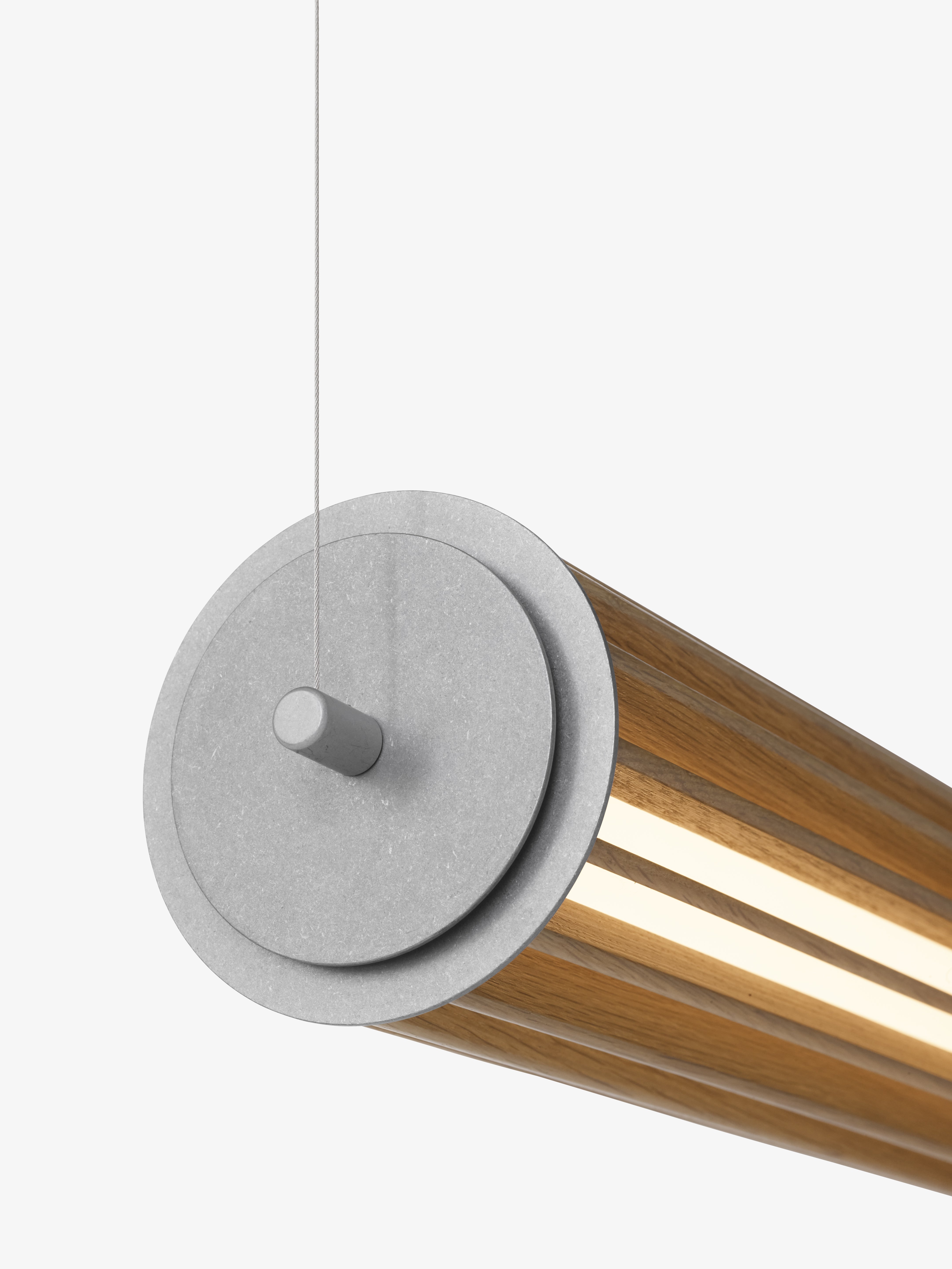 Lampa wisząca NUMBRA TY1 aluminium z drewnem dębowym