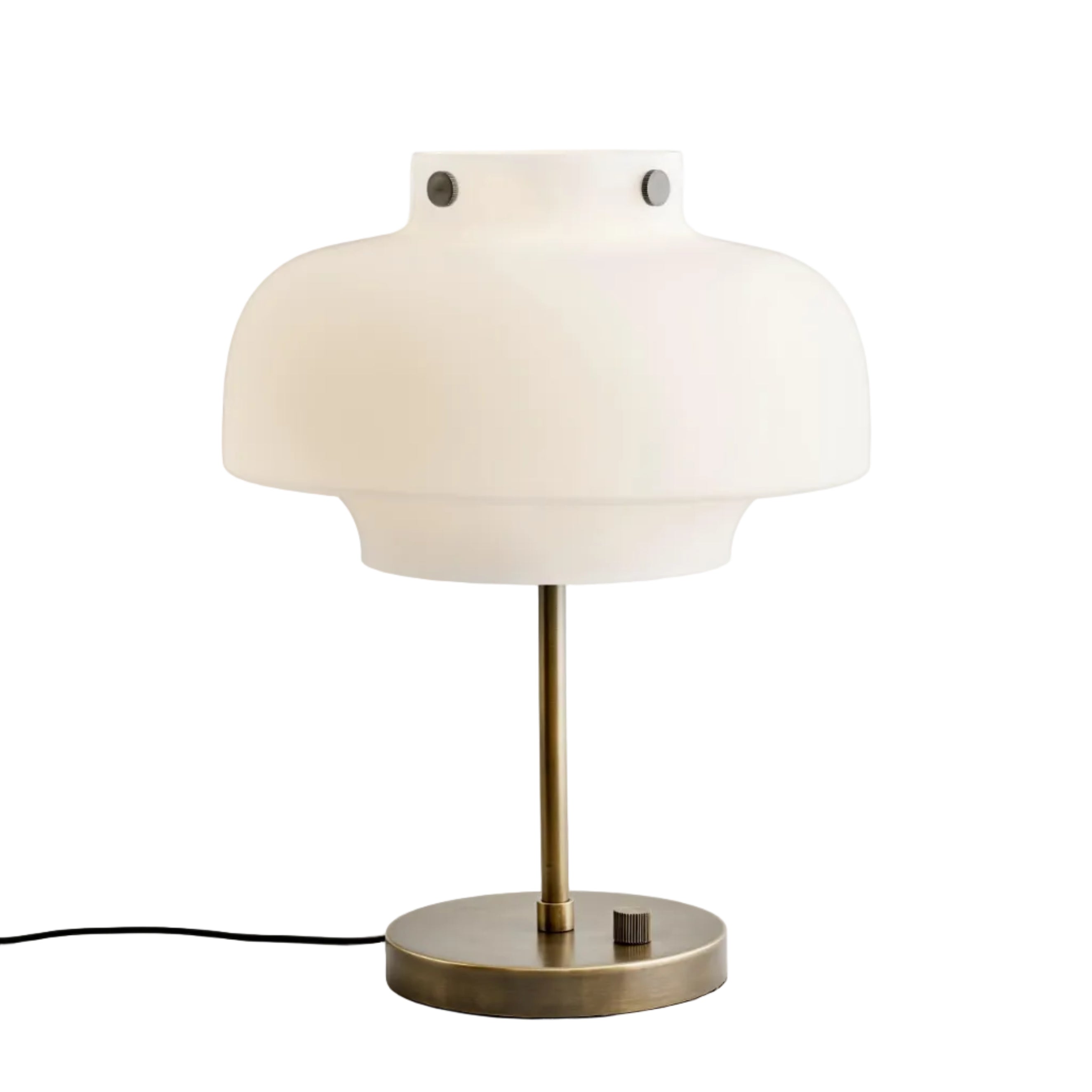 Lampa stołowa COPENHAGEN SC13 opalowy klosz z brązowioną mosiężną podstawą