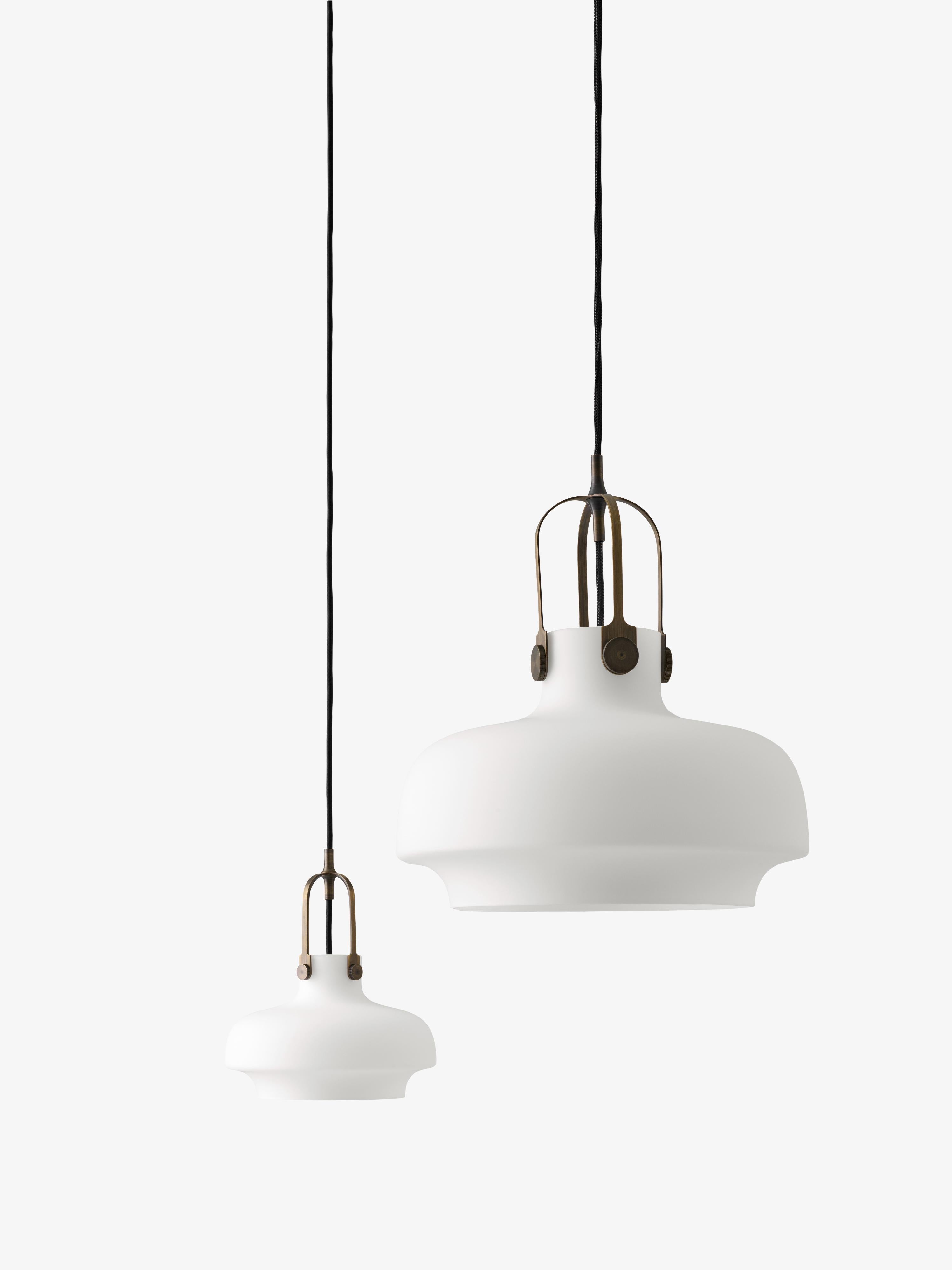 Lampa wisząca COPENHAGEN opalowy klosz z brązowym wykończeniem
