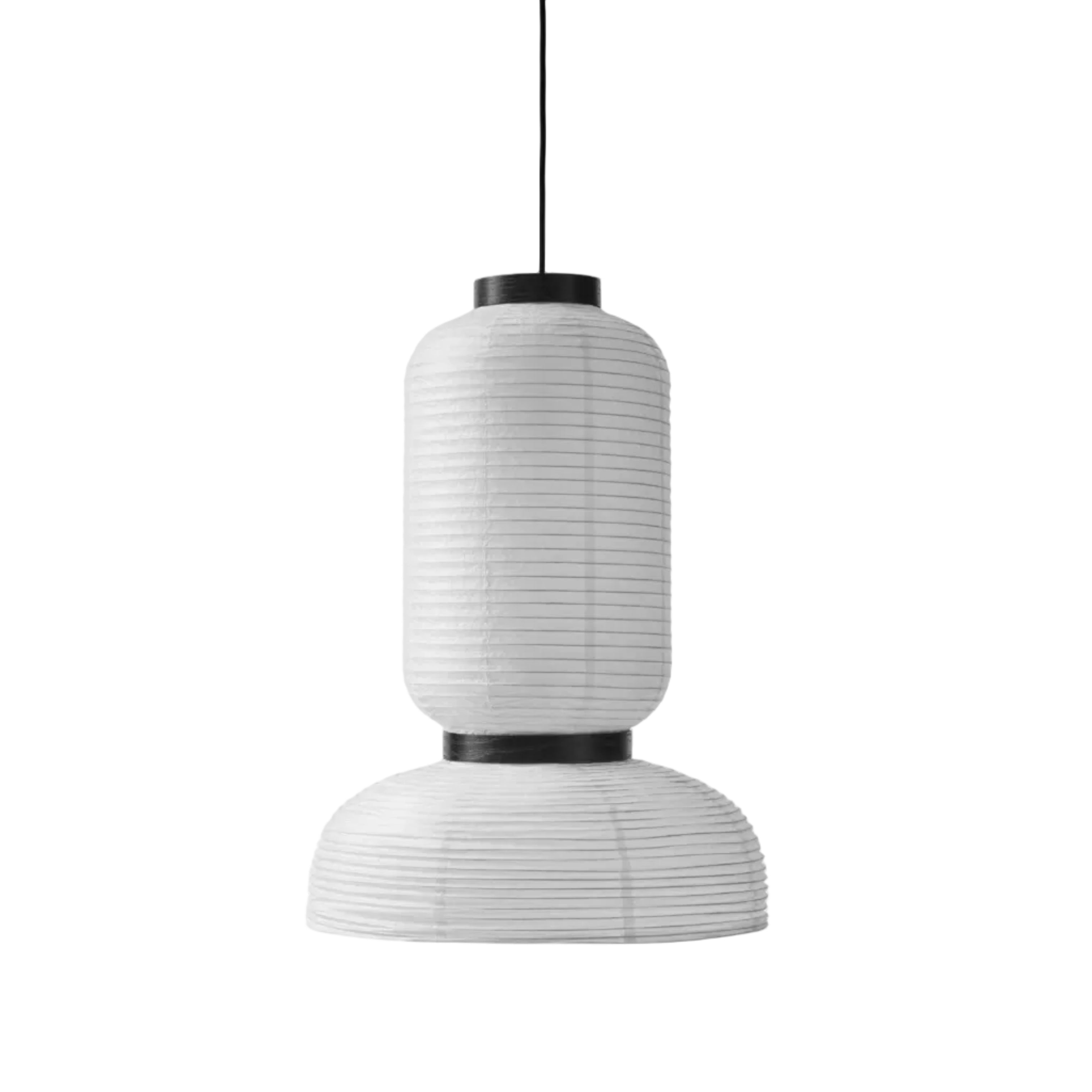 Lampa wisząca FORMAKAMI JH3 biały papierowy klosz z czarnym dębowym wykończeniem