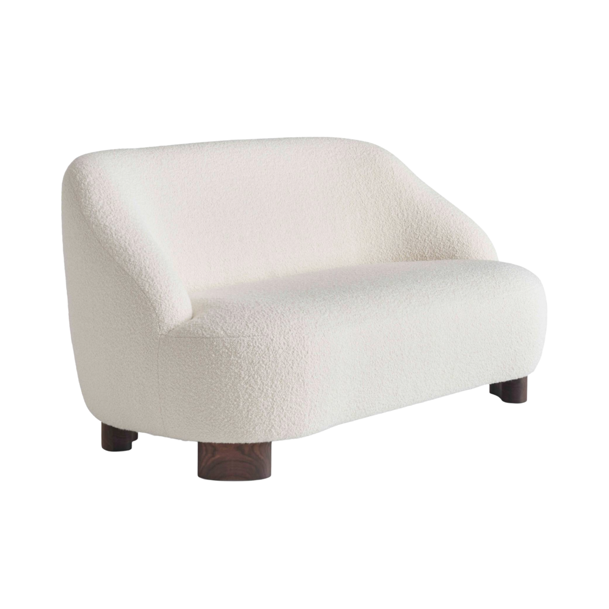 Sofa 2-osobowa MARGAS LC3 tapicerowana z orzechową podstawą