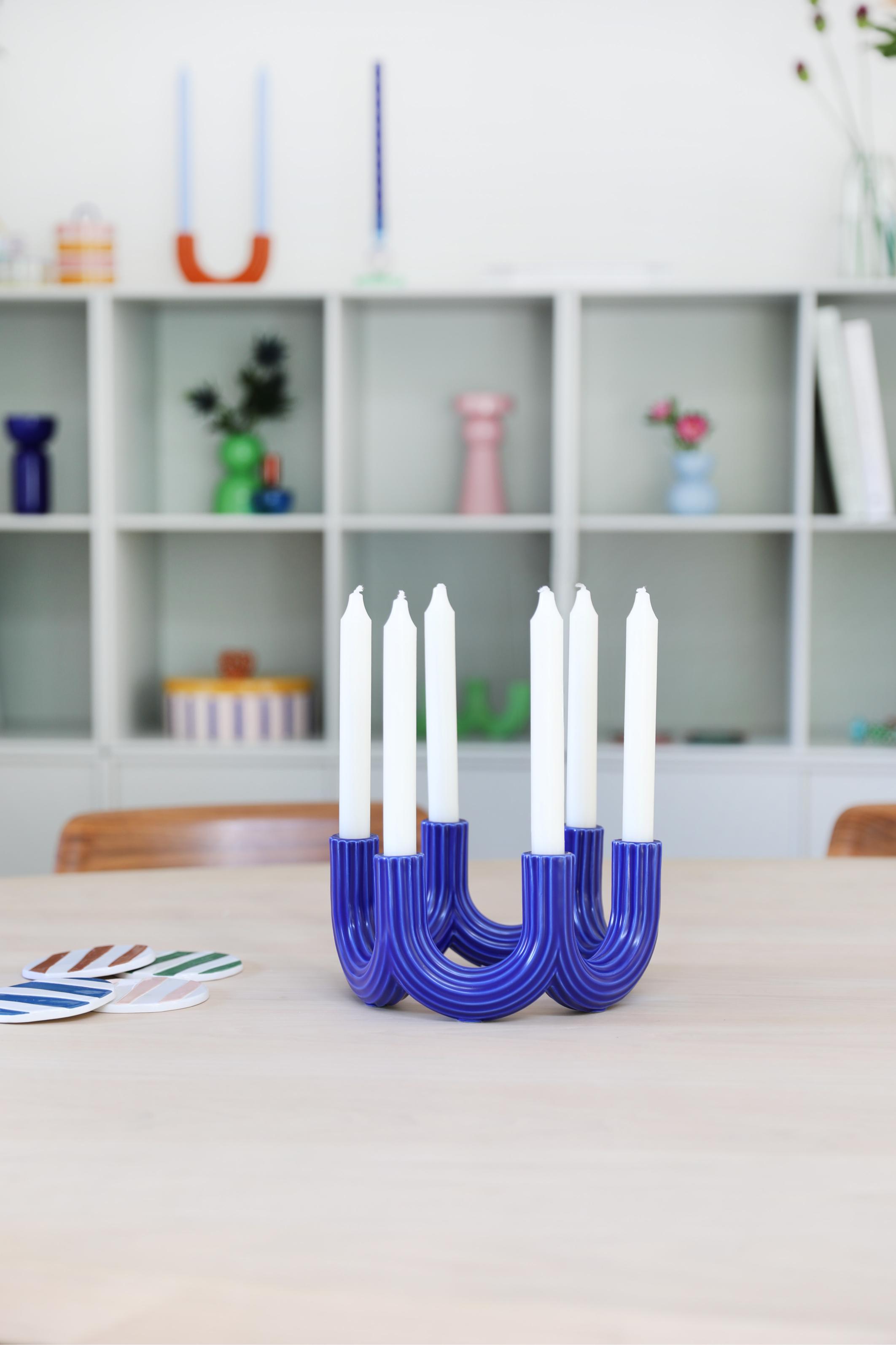 Sechsgliedriger Kerzenhalter CHURROS blau