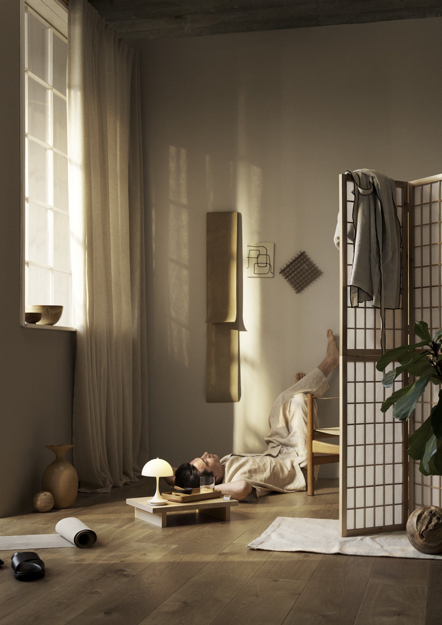 Tragbare Lampe PANTHELLA 250 beige Opal