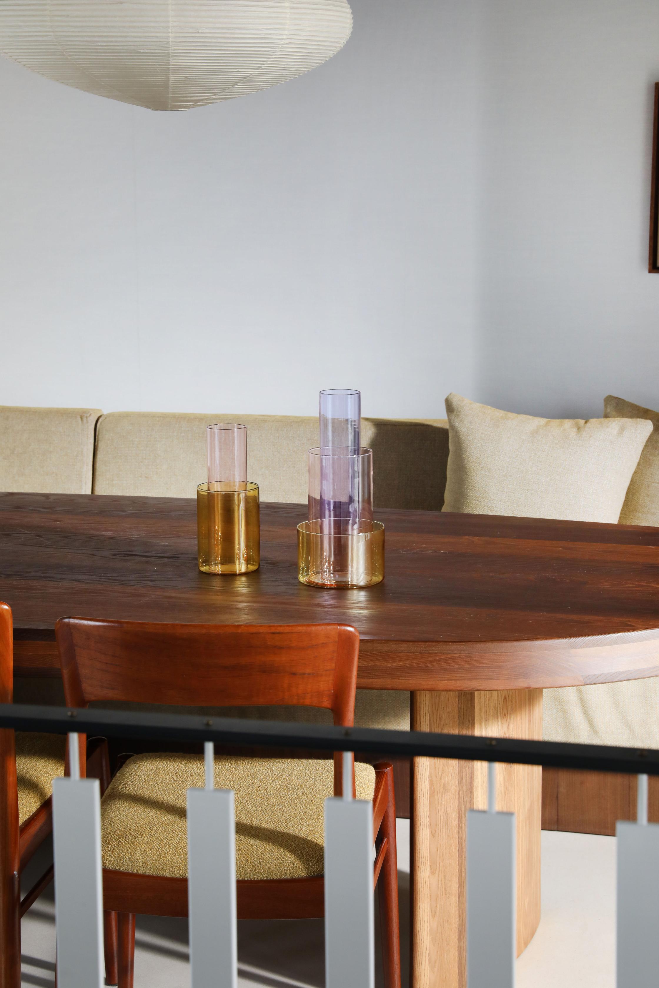 AMPHI Vase in Purple with Pink and Yellow