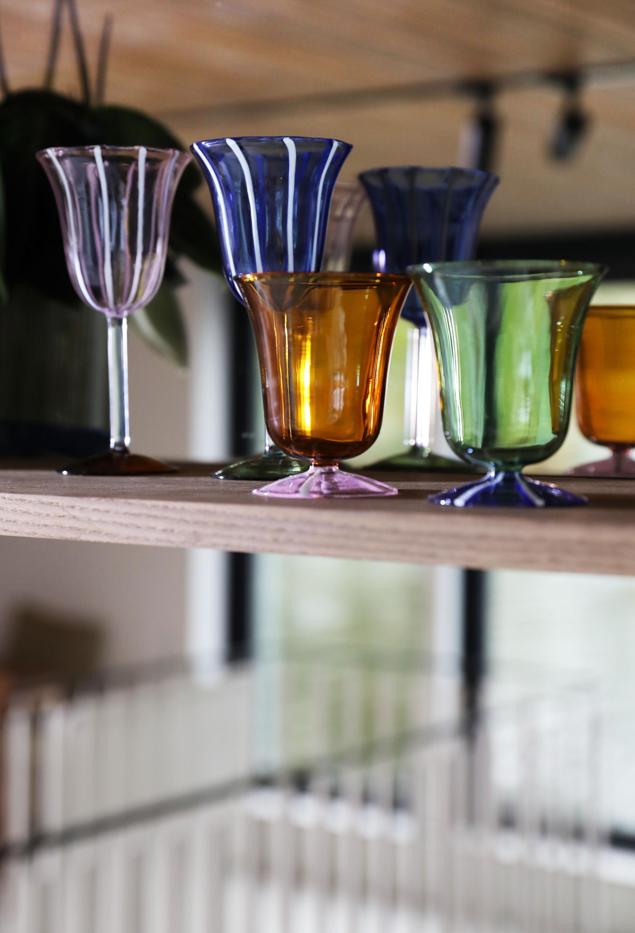 Zestaw szklanek EVE bursztynowy z różowym