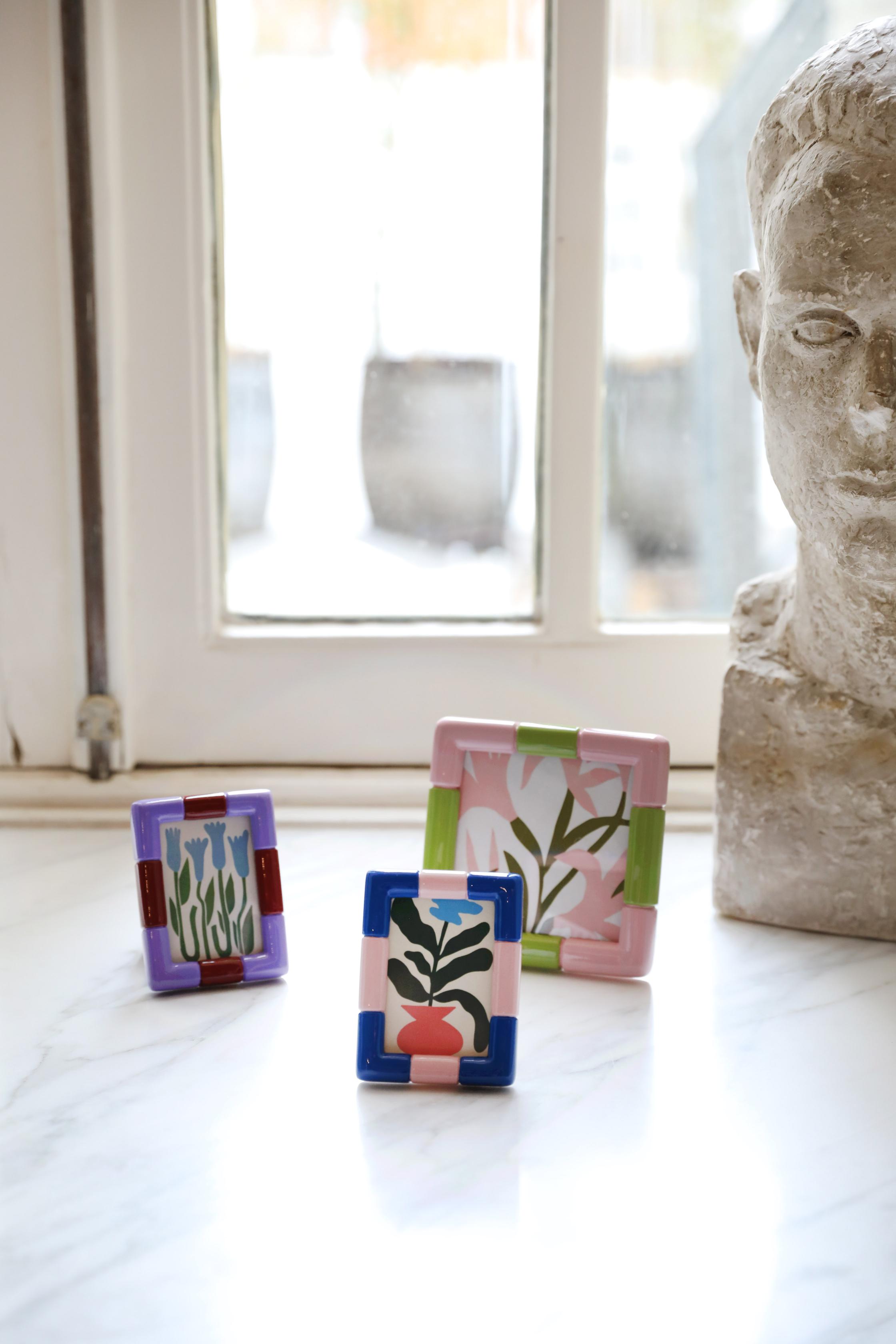 RIFT SQUARE photo frame pink with green