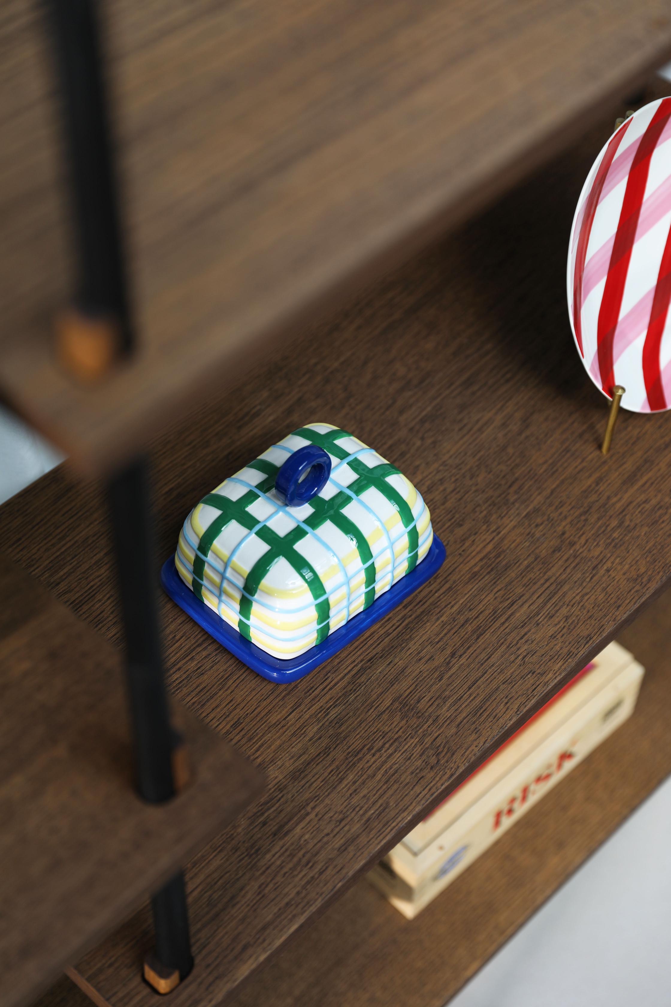 Maselniczka PLAID blau mit grün und gelb