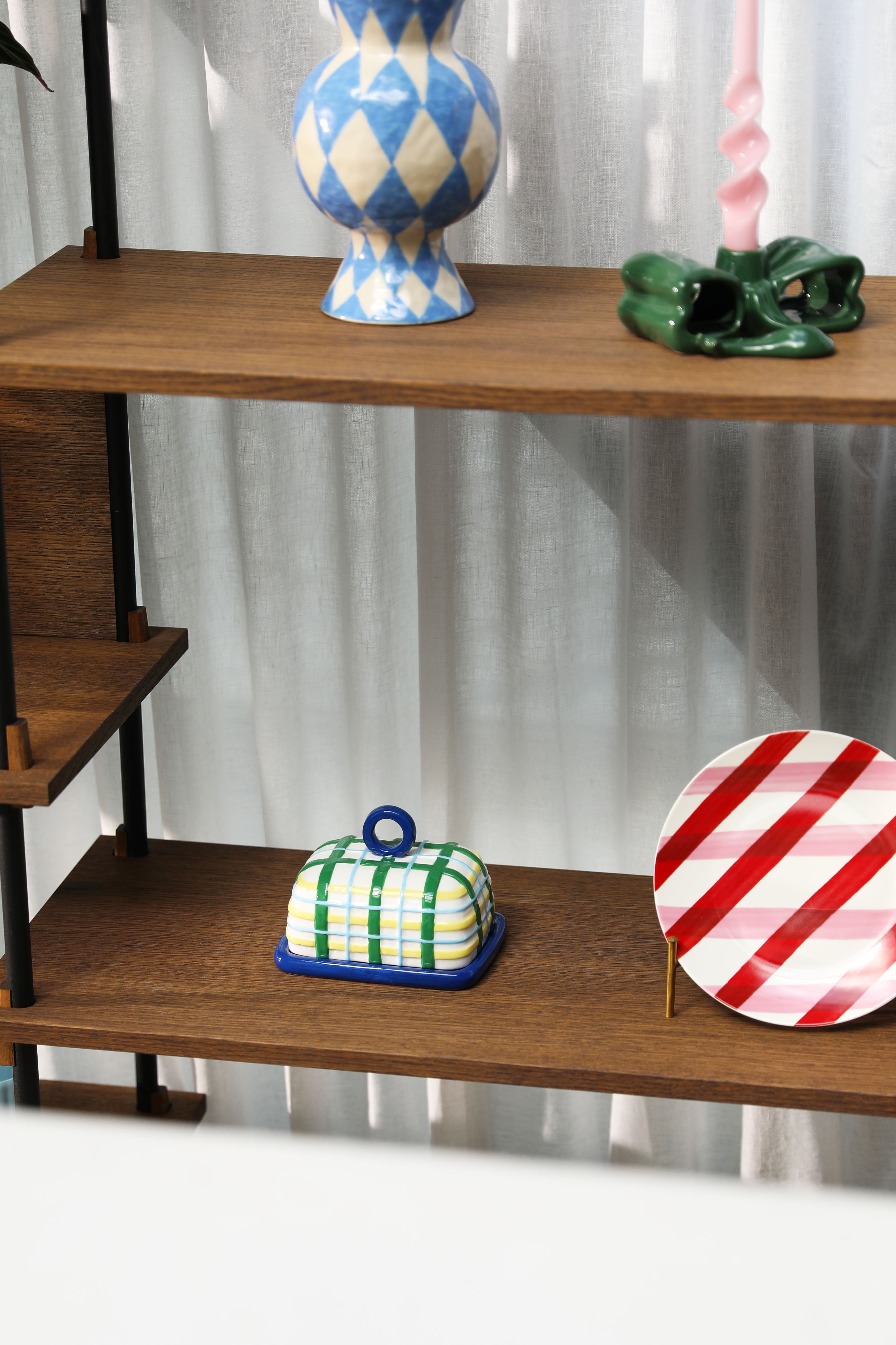 Maselniczka PLAID blau mit grün und gelb